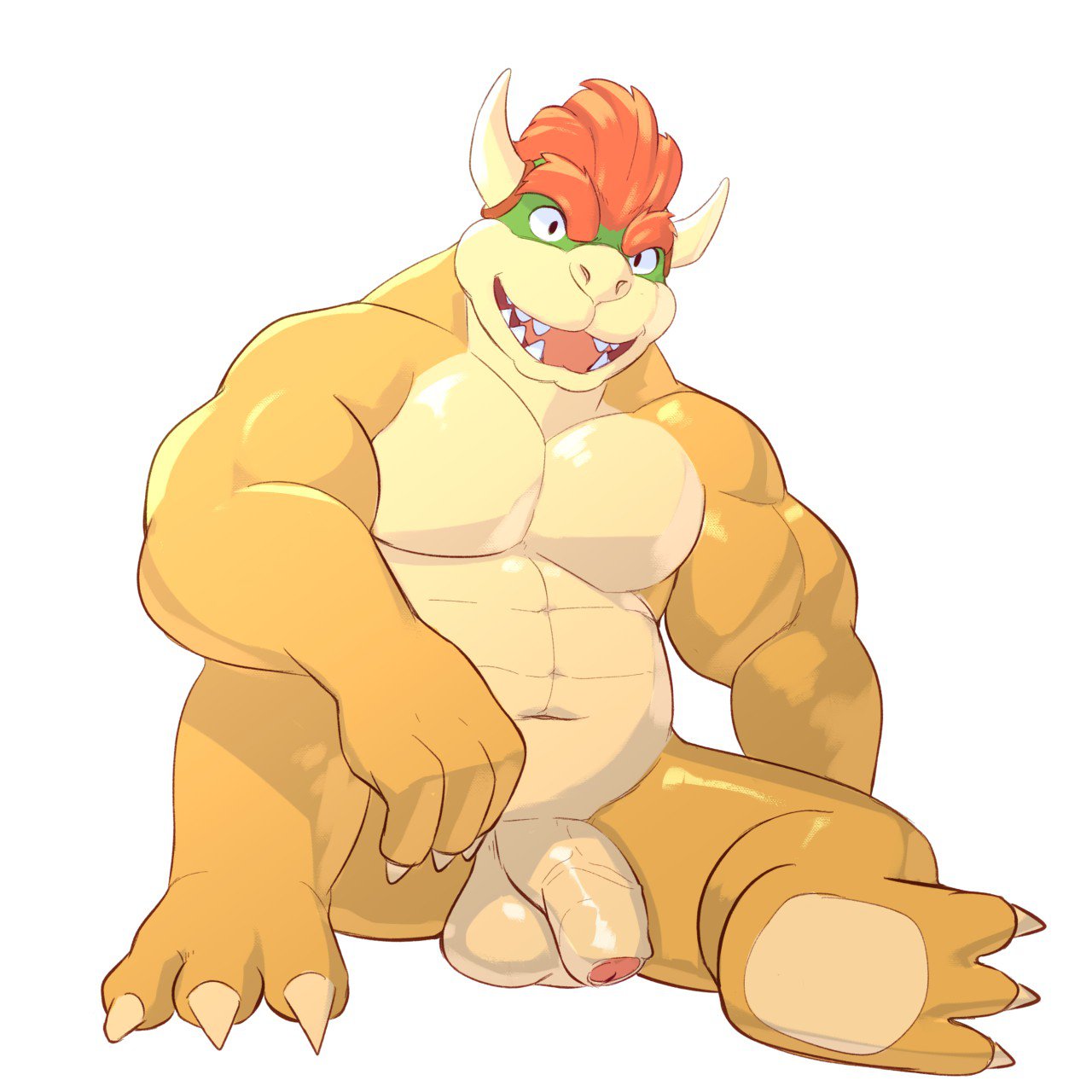 1:1 1boy anthro balls ballsack bara beefy beige_countershading bowser claws flaccid_penis foreskin green_head hi_res horns humanoid_penis intact jrjresq koopa looking_at_viewer male male_only mario_(series) masculine mature_male musclegut muscles muscular_male nintendo nude_male ochre_skin orange_hair pecs penis scalie scrotum solo testicles uncut unretracted_foreskin veiny_penis video_games