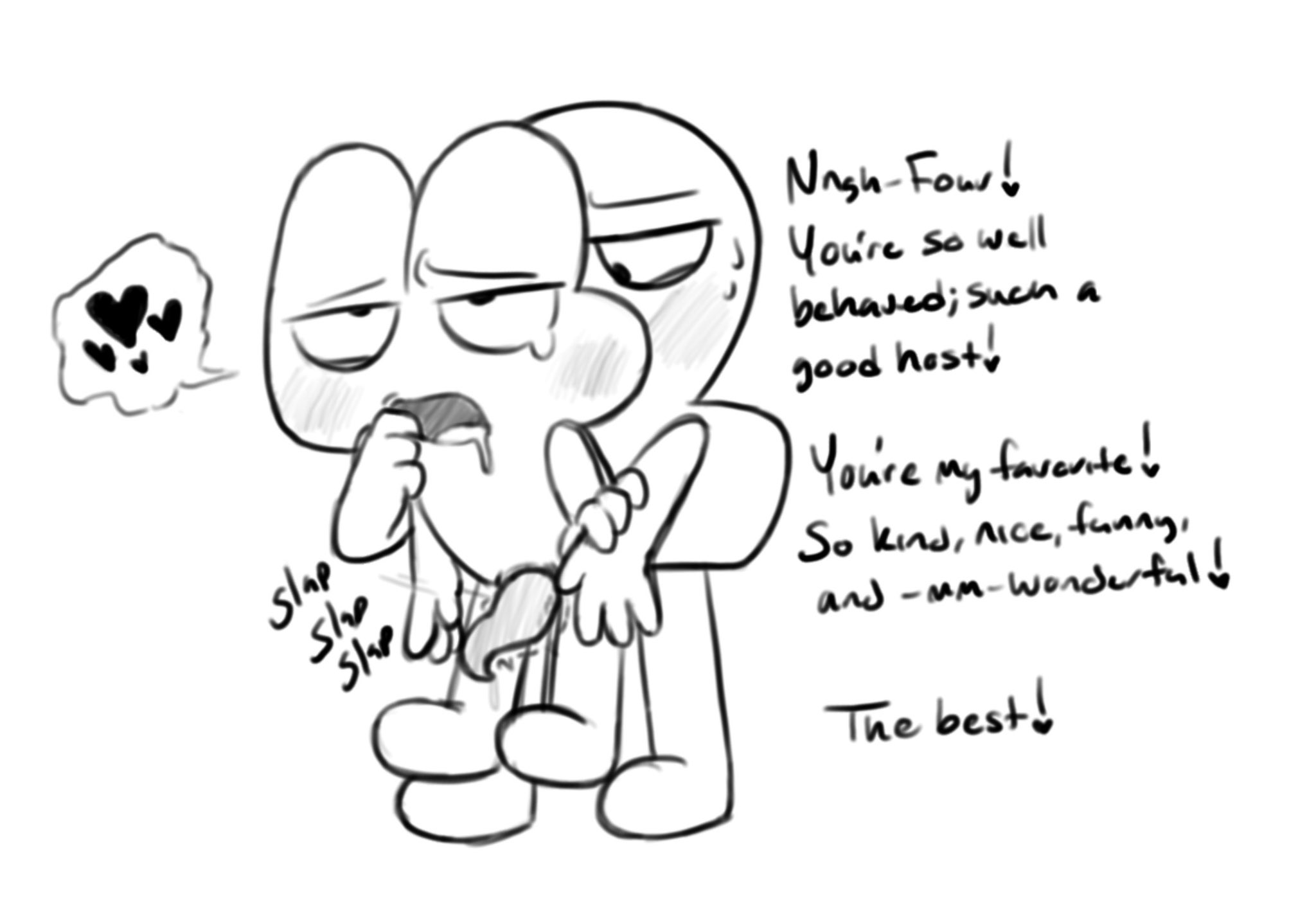 algebralien, battle for bfb, battle for dream island, bfb, bfdi, finger in mouth, four (bfb), from behind, gay, gay anal, object shows, open mouth, praise, tentacle penis, the power of two, tpot, two (tpot), vadahlivokroz, yaoi