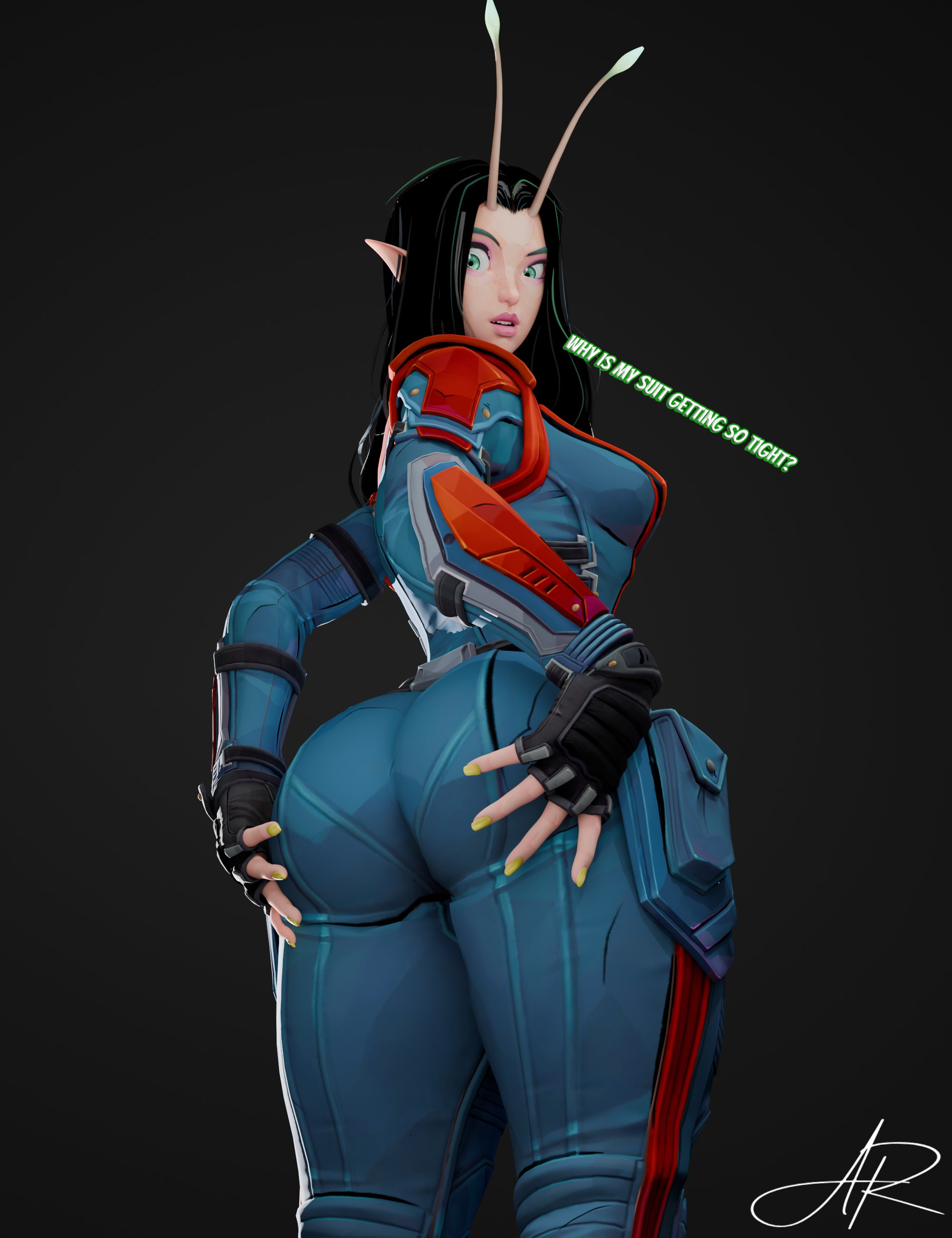 3d, big, big ass, big thighs, bubble ass, bubble butt, curvy, curvy female, female, grabbing own ass, huge ass, mantis (marvel rivals), mantis (marvel), marvel, marvel rivals, mrrojas21, solo