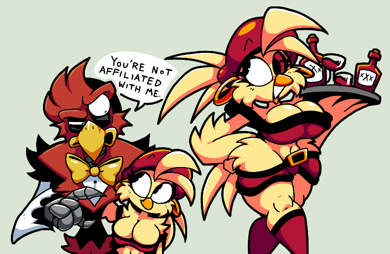 1girls, asset, bobberbobman, breasts, dialogue, fangame, fangame character, female, female only, five nights at freddy's, five nights at frickbears, five nights at frickbears 3, official art, rodney redbird (frickbears 3), tagme, thighhighs, thighs, tipsy bird (frickbears 3)