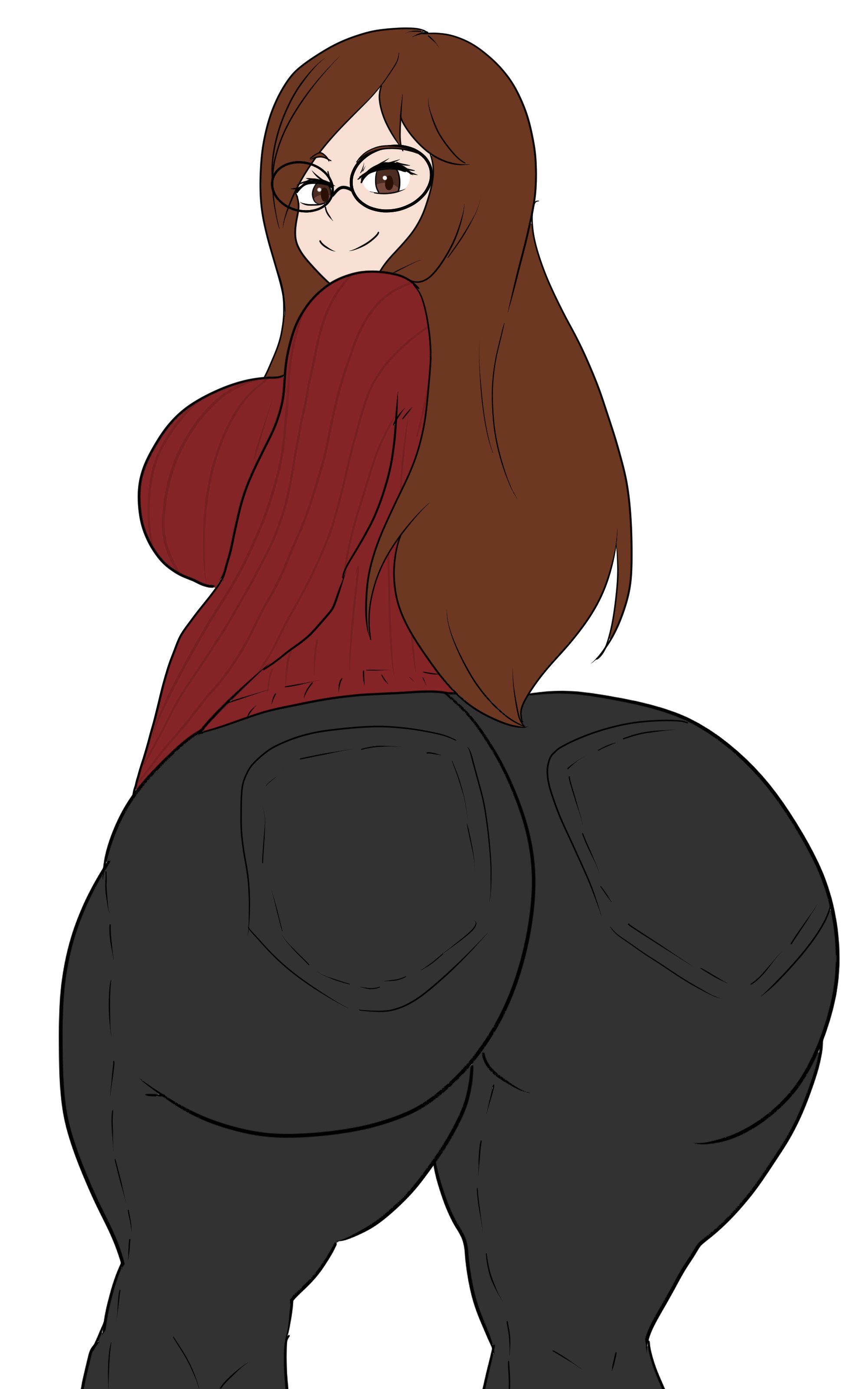 1girls, 2026, ass, ass focus, back view, big ass, big breasts, black clothes, black clothing, black pants, breasts, bubble ass, bubble butt, curvaceous, curvaceous female, curvaceous figure, curves, curvy, curvy body, curvy female, curvy figure, curvy hips, digital drawing (artwork), digital media (artwork), draw this in your style, face down ass up, fair skin, fair skinned female, fair-skinned female body, female, female focus, female only, flex-jv, fully clothed, glasses, hips wider than shoulders, huge ass, huge booty, huge breasts, huge butt, jpg, justchris, no background, original, pear shaped female, pear-shaped figure, presenting breasts, presenting butt, presenting hindquarters, presenting pussy, presenting vulva, red clothing, red sweater, round ass, round breasts, round butt, round glasses, secretly loves it, simple background, solo, solo female, solo focus, sweater, thick thighs, thick thighs save lives, thunder thighs, thunderthighs, twitter link, valentina (justchris), white background