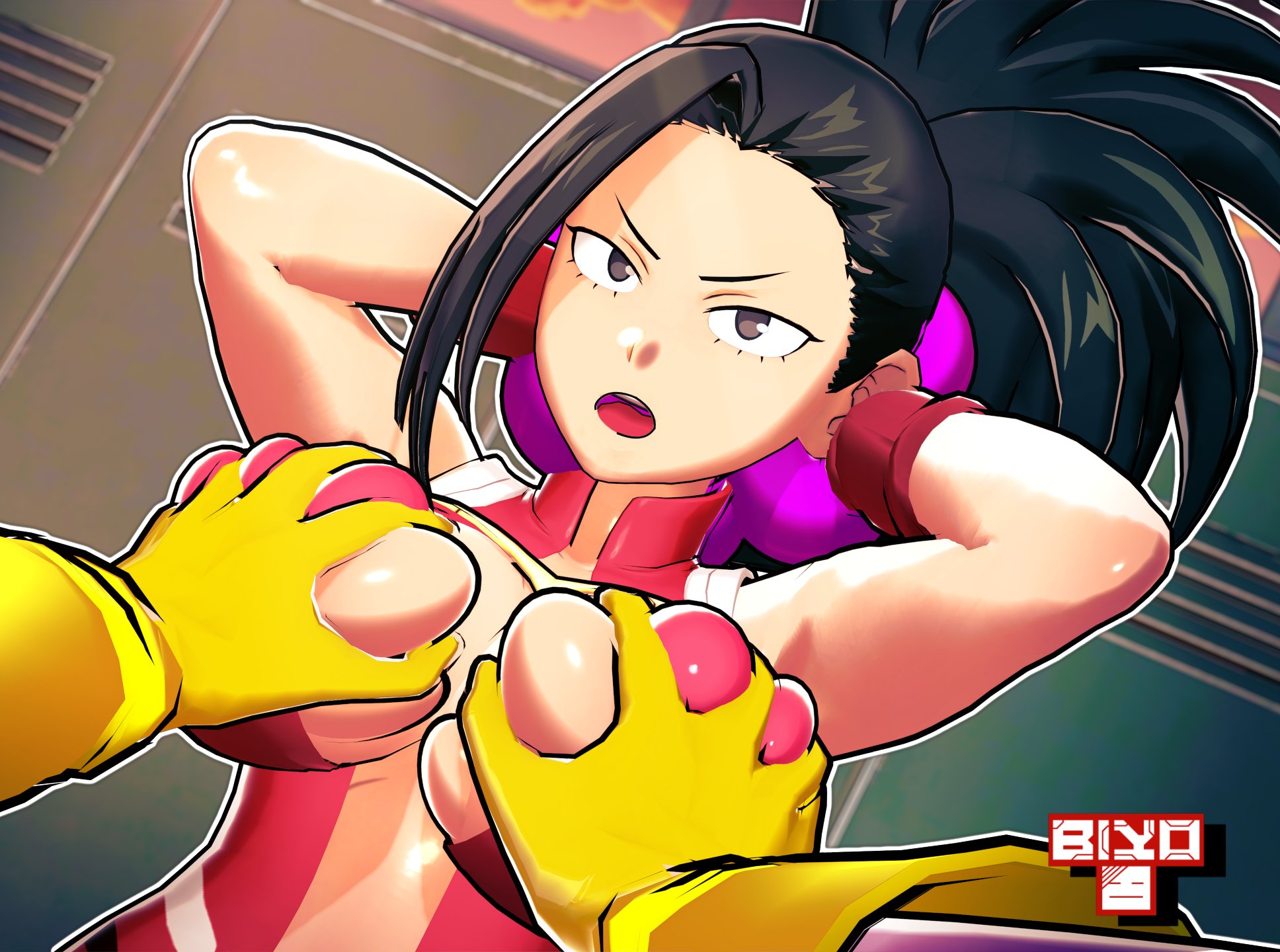 1girls, biyo, black hair, breast grab, clothed, clothing, female, hero outfit (mha), human, human female, imminent rape, large breasts, leotard, light skin, light-skinned female, minoru mineta, molestation, molesting, momo yaoyorozu, momo yaoyorozu (hero outfit), my hero academia, non-consensual, nonconsensual, partial male, rape, shorter male/taller female, slim waist, sticky restraint, superheroine, unwanted groping, unwilling female, unwilling prey