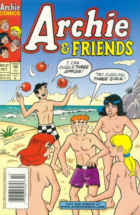 3girls archie_andrews archie_comics ass beach betty_and_veronica betty_cooper black_hair blonde_hair breasts cheryl_blossom jughead_jones multiple_girls nude red_hair sak veronica_lodge