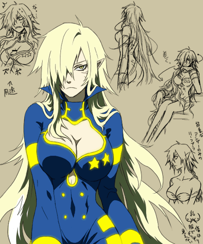 blonde_hair long_hair pointy_ears rule_63 sharp_teeth tagme tengen_toppa_gurren_lagann viral yellow_eyes