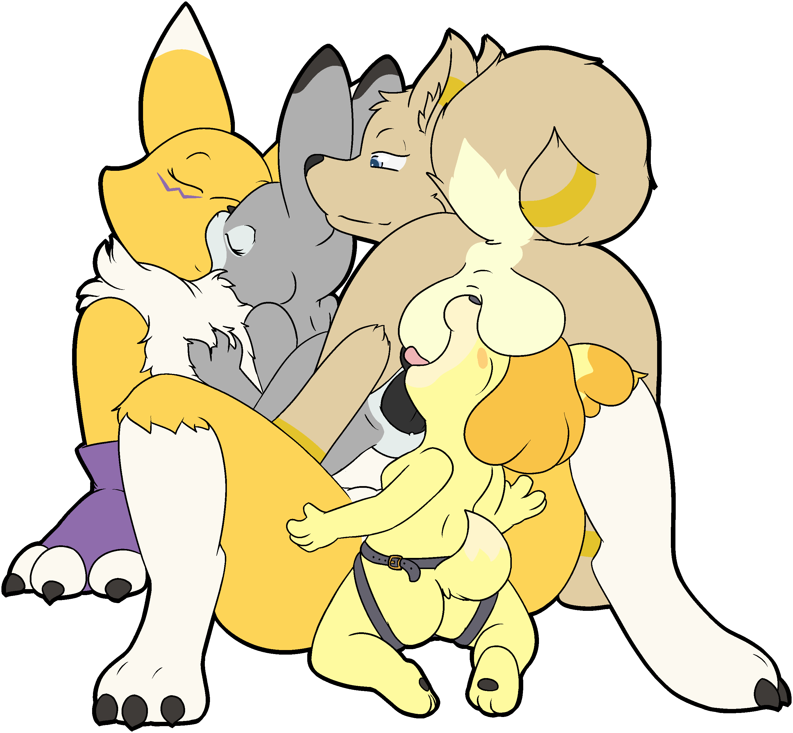 2019 absurd_res alpha_channel animal_crossing anthro canid canine canis crossover digimon digimon_(species) disney domestic_dog female flat_chest from_behind_position fur group hi_res interspecies isabelle_(animal_crossing) judy_hopps lagomorph leporid male mammal multicolored_tail neck_tuft nintendo nude penetration pussy rabbit rear_view renamon sex sex_toy shen shenhibiki shih_tzu simple_background strap-on toy_dog transparent_background tuft vaginal_penetration video_games white_fur yellow_fur zootopia