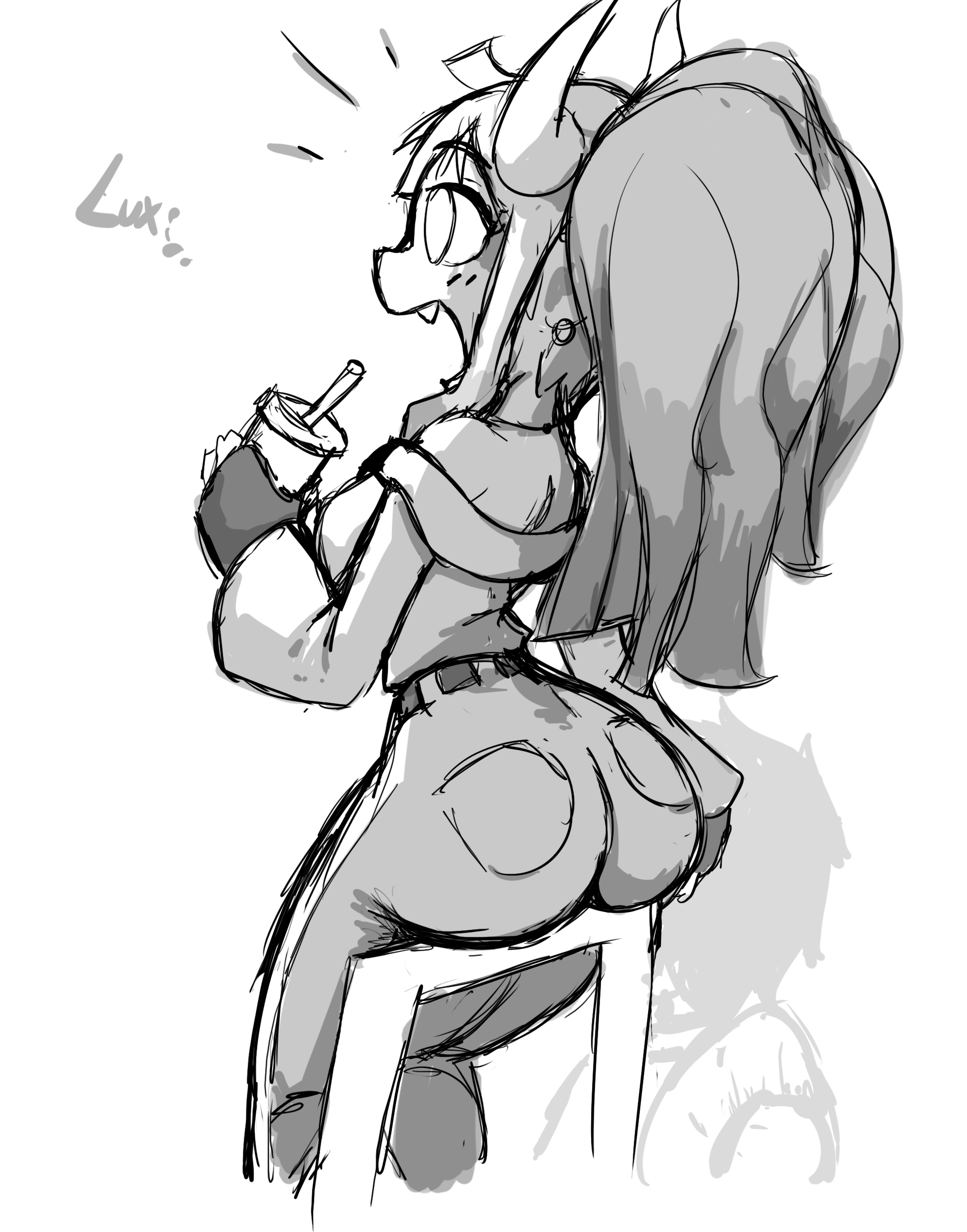 ass, ass focus, female, jeans, luxidoro, male, monkey d luffy, one piece, yamato (one piece)