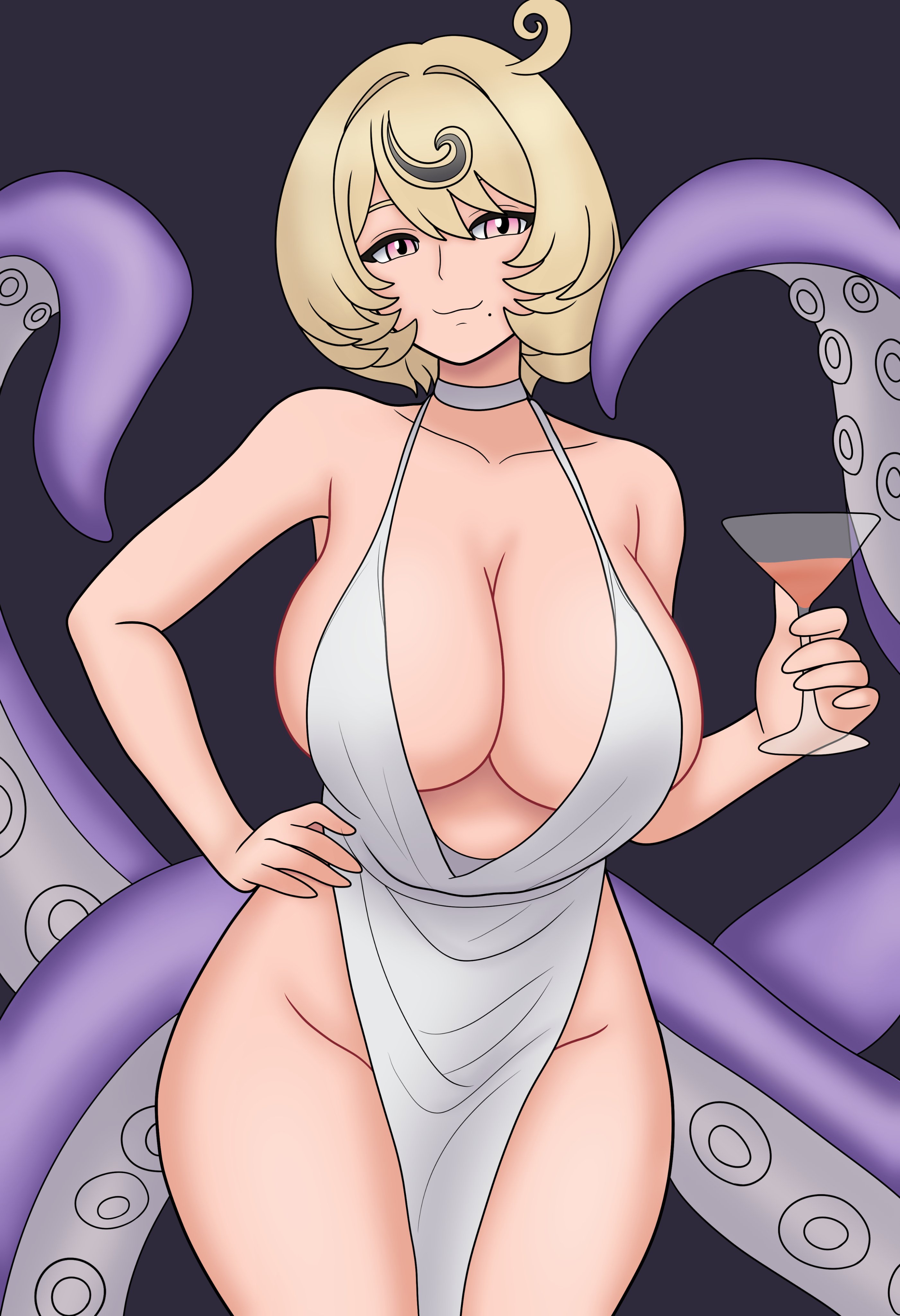 1girls, anthro, bojack198, breasts, dress, female, female only, octopus girl, solo, yidhari murphy, zenless zone zero