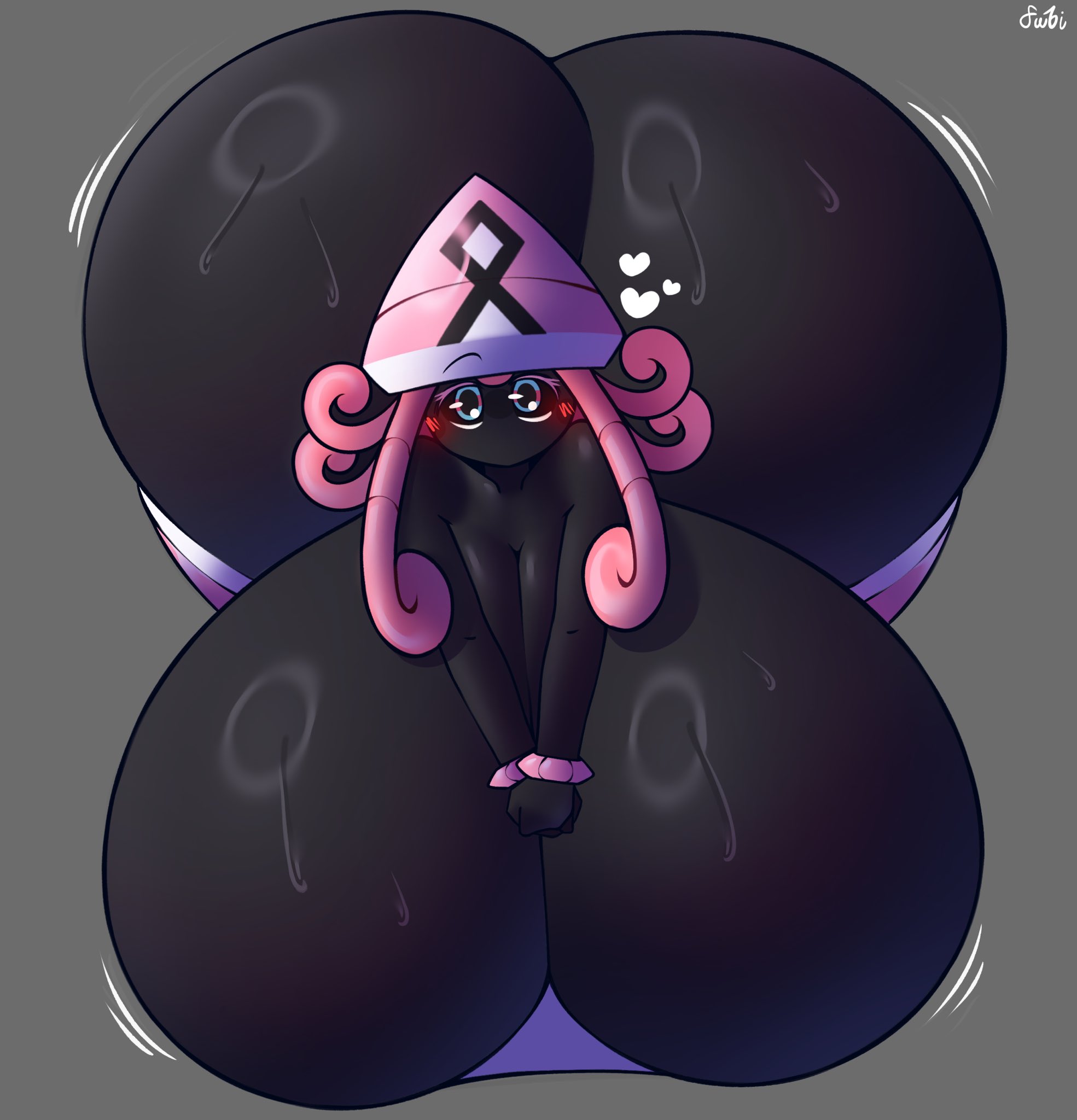 1girls, 2026, ass, big ass, big breasts, black body, black skin, breasts, female, forsakenedbread, generation 7 pokemon, heart, huge ass, huge breasts, hyper, hyper ass, hyper breasts, large ass, large breasts, legendary pokemon, nintendo, pink hair, pokemon, pokemon (species), pokemon sm, solo, tapu lele