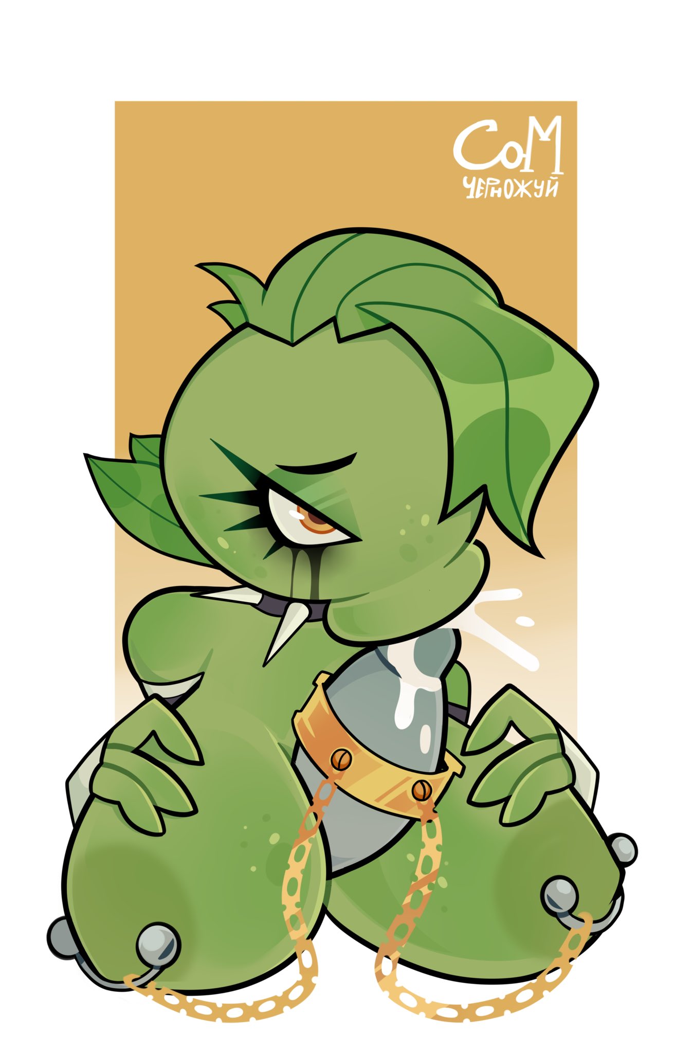 1boy, 1girls, anthro, anthro character, breasts, cum, cum in mouth, electronic arts, female, flora fauna, freckles, leaf hair, oral, oral sex, original character, paizuri, peablaze (leafpaw), peashooter (pvz), plant girl, plant humanoid, plantie, plants vs zombies, popcap, popcap games, pvz, running mascara, runny makeup, tagme (artist), video game, video game character