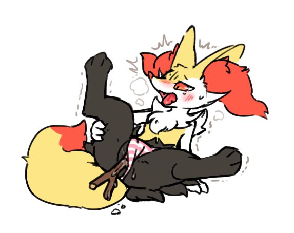 1girls 2019 ass black_fur blush bodily_fluids braixen breath canid canine claws clothing digital_media_(artwork) fangs female feral fox fur fur_markings furry genital_fluids half-closed_eyes heavy_breathing inner_ear_fluff looking_away lying mammal markings masturbation nintendo on_back on_ground open_mouth panties pattern_clothing pattern_underwear paws pokémon_(species) pokemon pokemon_(species) pokemon_xy presenting pussy pussy_juice red_eyes red_fur red_markings red_nose shaking simple_background solo stick striped_clothing striped_panties striped_underwear stripes sweat sweatdrop tail_markings thick_thighs tongue trembling underwear video_games wet white_background white_fur wide_hips wolfwithwing yellow_fur