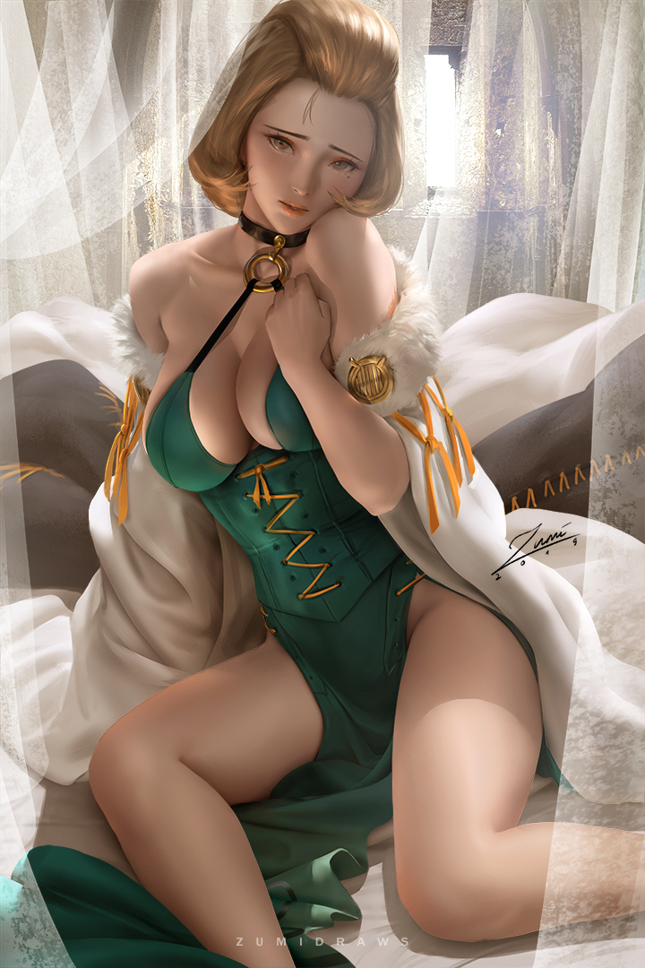 1girls, breasts, brown eyes, brown hair, cleavage, female, female only, fire emblem, fire emblem: three houses, large breasts, looking at viewer, manuela casagranda, milf, nintendo, solo, teacher, zumi
