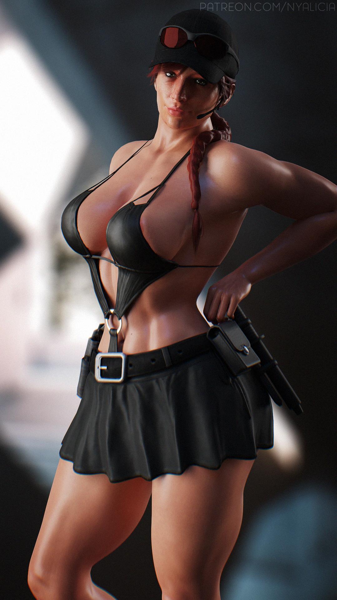 1girls, 3d, ash (rainbow six), ass, big ass, big breasts, bra, breasts, female, miniskirt, nyalicia, rainbow six, rainbow six siege, sunglasses, sunglasses on head, tagme, tom clancy, wide hips