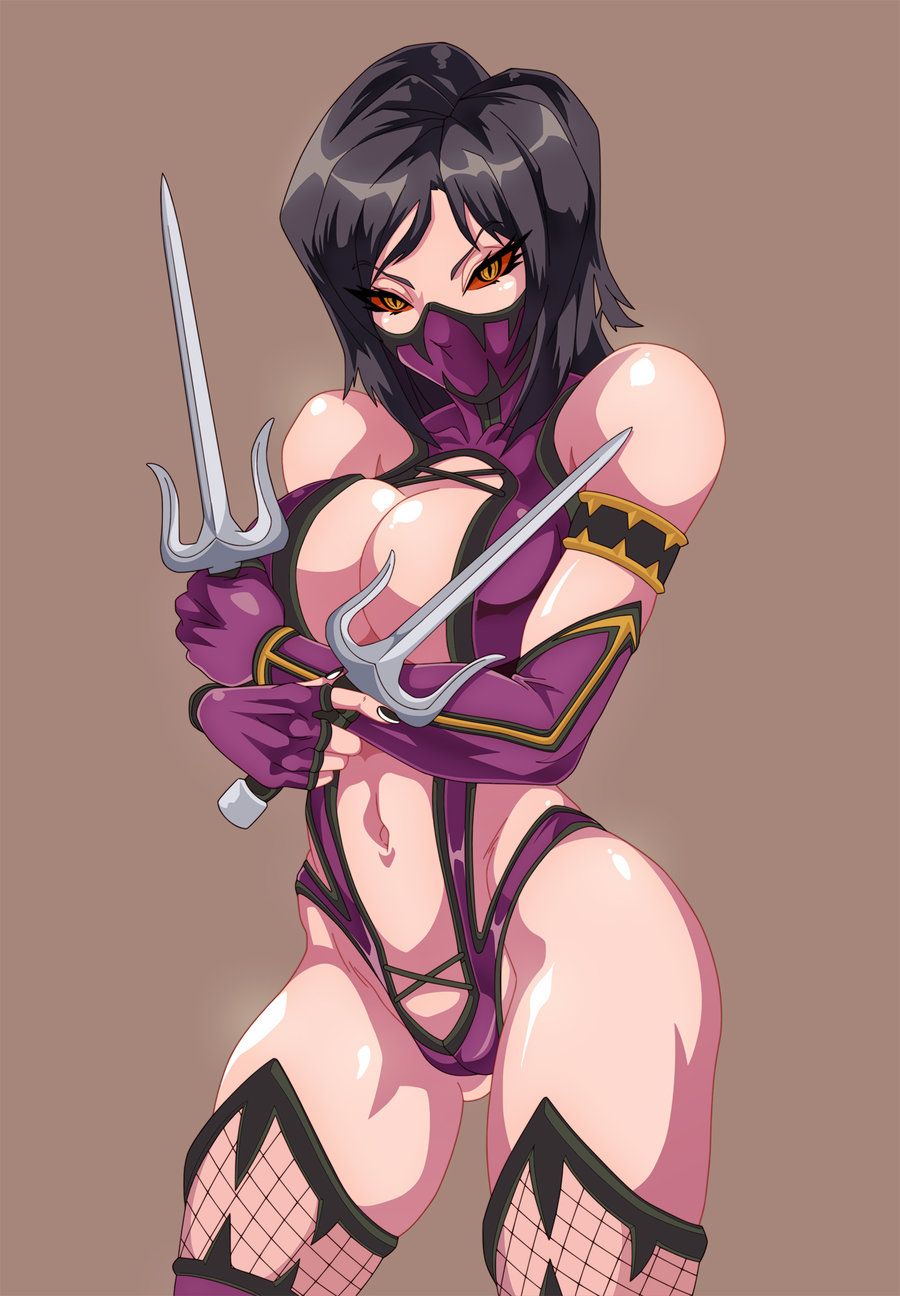 2d, big breasts, black hair, breasts, female, female only, infernal-overkill, mask, mileena, mileena (mk9), mortal kombat, mortal kombat (2011), solo