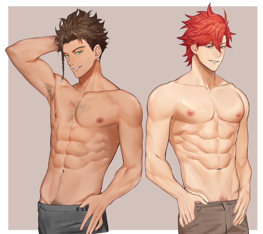 0vv0b abs claude_von_riegan fire_emblem fire_emblem:_three_houses male_only shirt_removed sylvain_jose_gautier