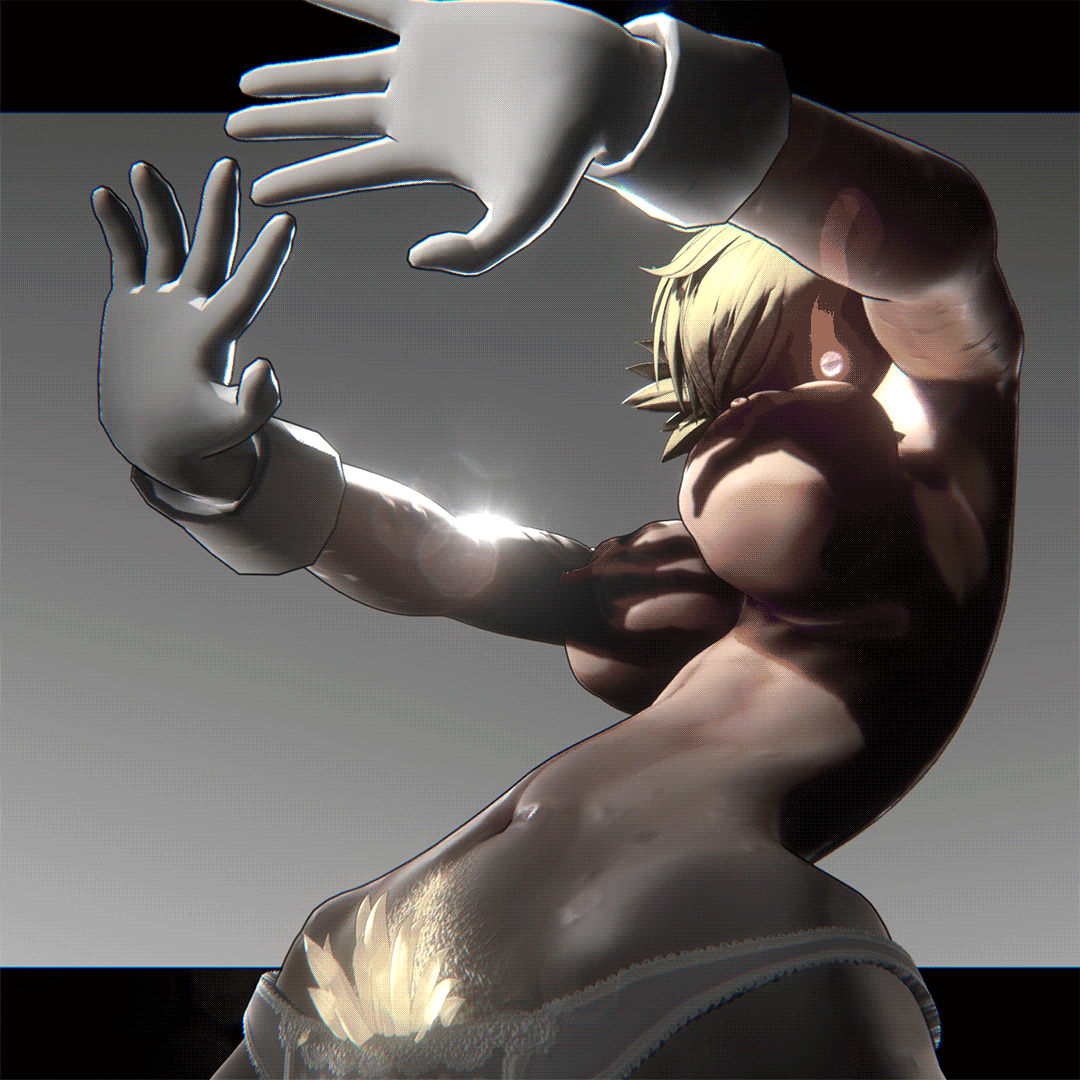 3d, animated, blonde hair, blonde pubic hair, ceno0, ceno02, gif, glowing eyes, hands casting shadow, hellsing, loop, looping animation, pubic hair, red eyes, seras victoria