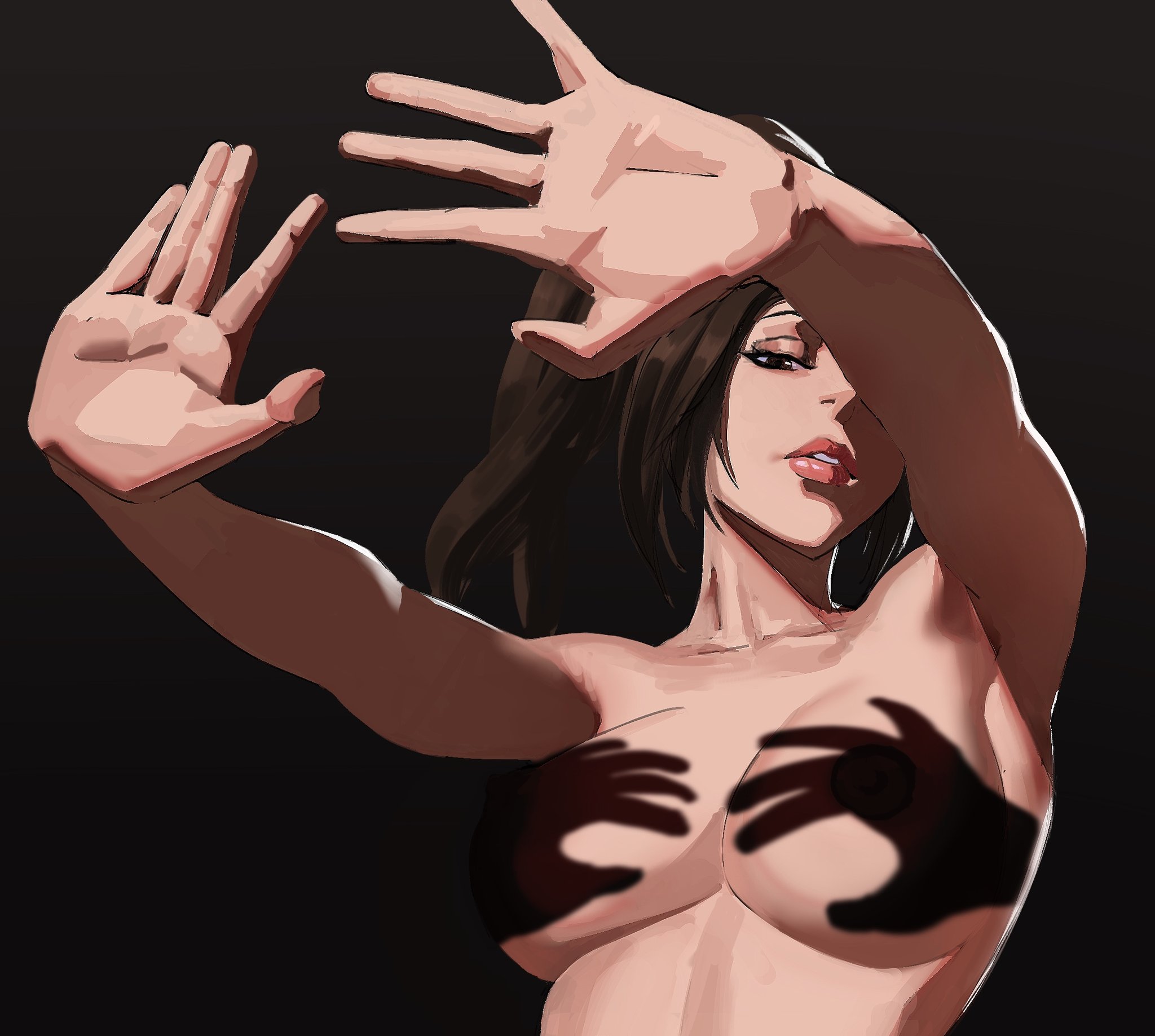 1girls, 2d, 2d (artwork), areolae, breasts, completely naked, completely naked female, completely nude, completely nude female, fatal fury, female, female only, hands casting shadow, king of fighters, mai shiranui, mashingvaquita, naked, naked female, nude, nude female, shadow, snk, solo, street fighter, street fighter 6, tagme, visible nipples