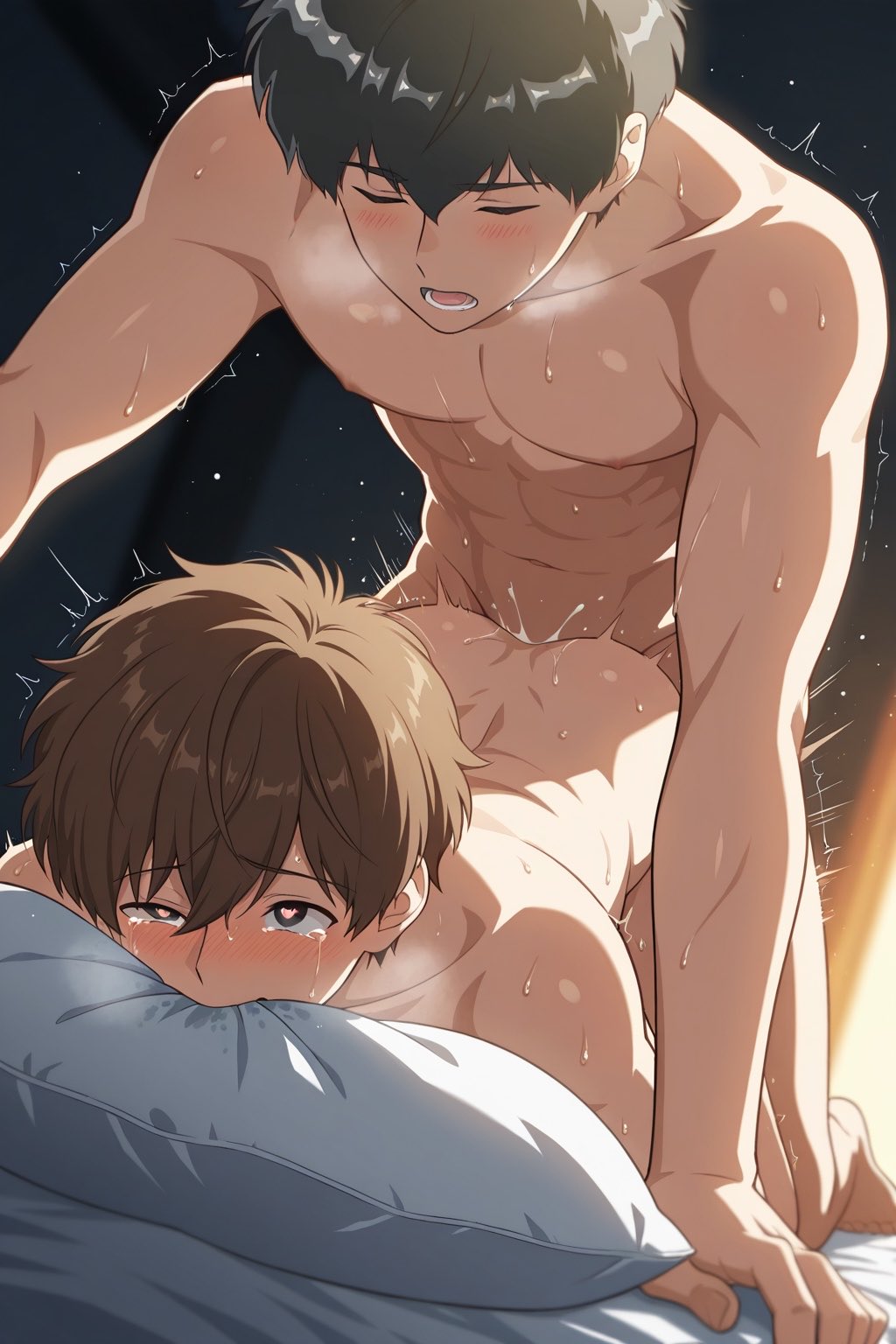 ai generated, big penis, blushing, ganbare! nakamura-kun!!, gay, gay sex, go for it nakamura, go for it, nakamura-kun!!, heart eyes, hirose aiki, male, male only, nipples, otogiri sou, penetration, penis, professor, size difference, teacher and student, yaoi