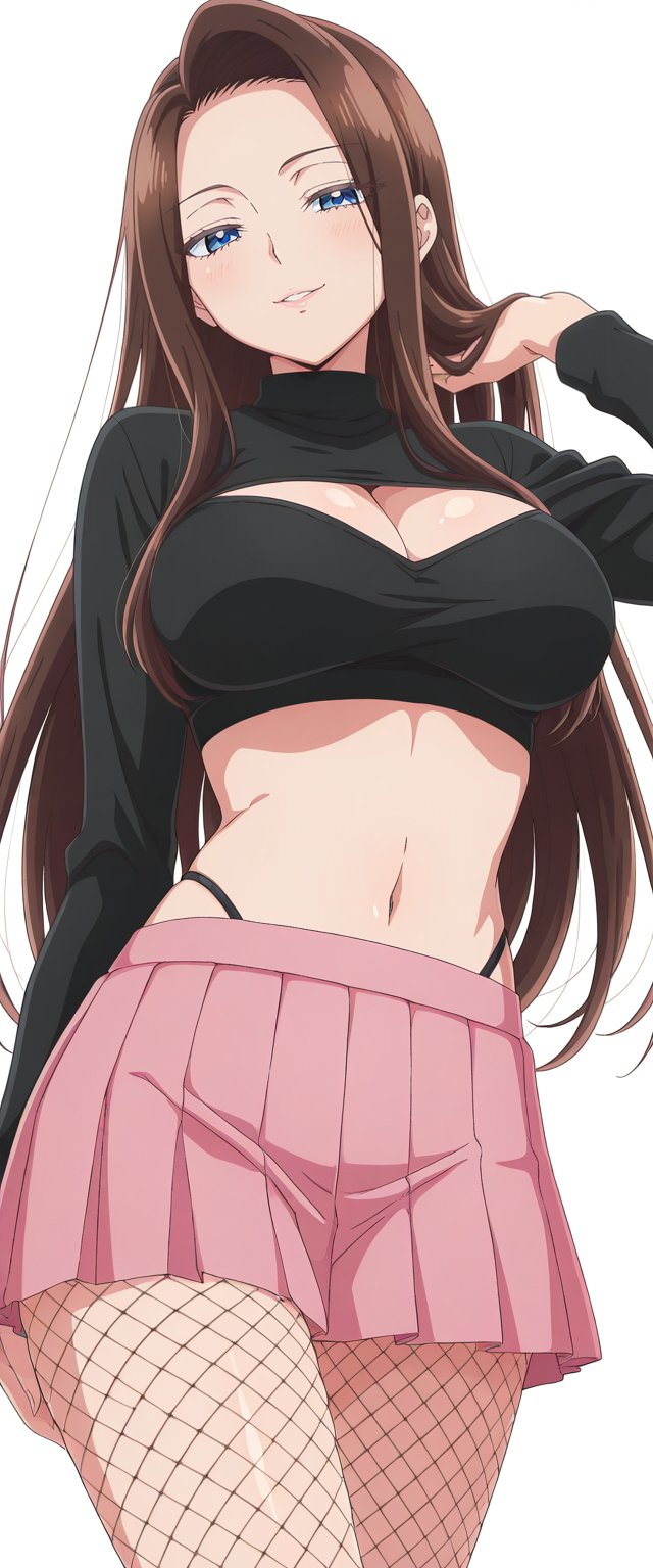 ai generated, amane kei, blue eyes, brown hair, otaku ni yasashii gal wa inai!?, pink skirt