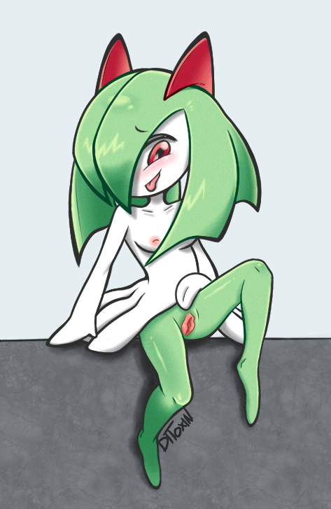 1girls anthro anthrofied ass blush breasts clothing ditoxin eye_contact feet female female_only hair_over_one_eye half-closed_eyes kirlia looking_at_viewer nintendo pokemon pokemon_(species) pokemon_rse pussy simple_background sitting small_breasts smug spread_legs text tongue_out vagina watermark