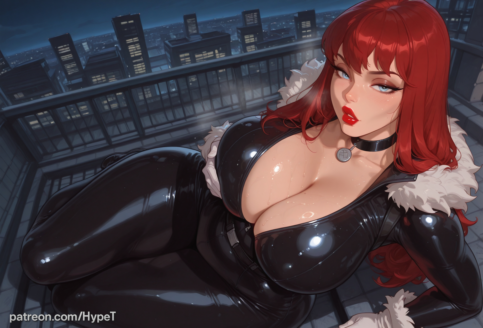 1girl, ai generated, alternate version at source, big ass, big breasts, big butt, big thighs, black cat (cosplay), blue eyes, hips, huge breasts, hypet, long hair, marvel, marvel comics, mary jane watson, red hair, shiny, shiny skin, sitting, spider-man (series), steam, steaming body, tagme, thick, thick ass, thick hips, thick legs, thick thighs, thighs, voluptuous female, wide hips