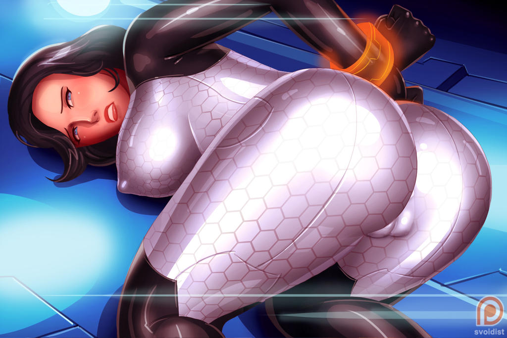 1girls, ass, big breasts, black boots, black gloves, black hair, blue eyes, bodysuit, bondage, boots, bound, bound wrists, breasts, bubble ass, bubble butt, busty, cameltoe, curvaceous, curvy, erect nipples, erect nipples under clothes, face down ass up, female, female only, gloves, hologram, huge breasts, human, kneeling, large breasts, long hair, mass effect, miranda lawson, nipple bulge, nipples, pinup, pokies, pussy, scared, skintight bodysuit, solo, svoidist, thick ass, voluptuous, vulva, white bodysuit, wrists bound