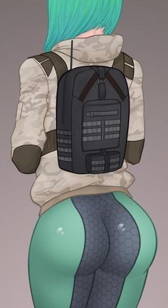 1girls, aidan elka cousland (artist), ass, big ass, ela (rainbow six), facing away, female, green hair, latex, leggings, rainbow six, rainbow six siege, tom clancy, yoga pants