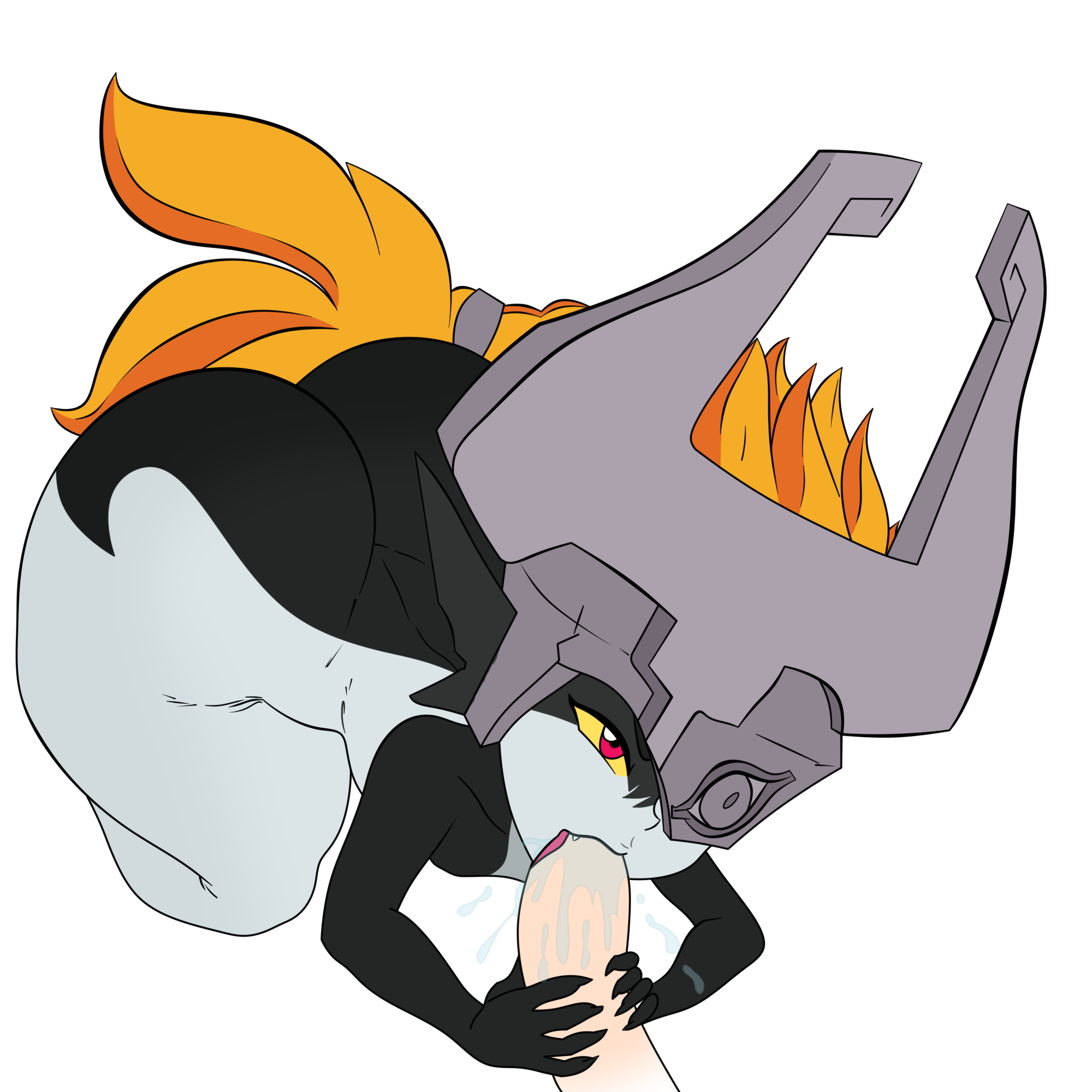 1boy, 1girls, ass, big ass, bottom heavy, colorized, disembodied penis, erect penis, erection, fellatio, female, flat chest, flat chested, flat n thick, imp, imp midna, male, marshallleea, midna, multicolored skin, nintendo, oral, penis, pointy ears, pov, red eyes, red hair, sex, shortstack, the legend of zelda, thecon, tongue, twilight princess, white background