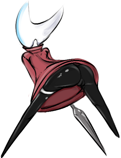 2019 anthro arthropod ass bent_over cloak clothed clothing featureless female hollow_knight hornet_(hollow_knight) insect insects ponk presenting presenting_hindquarters pussy simple_background solo video_games white_background