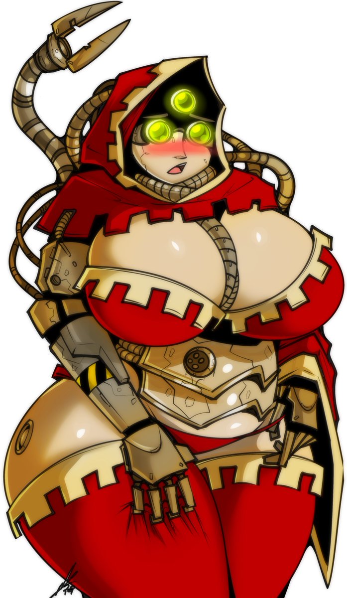 1girls, adeptus mechanicus, ass, bbw, big breasts, blush, breasts, cybernetic arm, cybernetic eye, cybernetic leg, cybernetic limb, cybernetic limbs, cybernetics, cyborg, female, female only, huge breasts, imperium of man, sexualyeti, solo, solo female, techpriest, thick thighs, warhammer (franchise), warhammer 40k