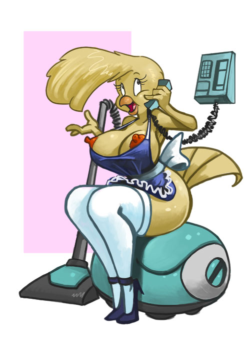 anthro avian binkie_muddlefoot bird bittenhard breasts canary darkwing_duck disney female maid nipples