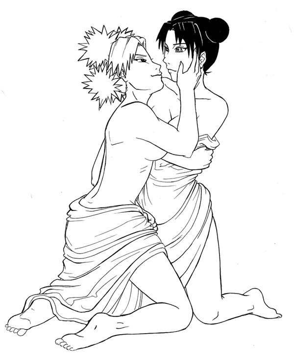 artist_request female female_only human line_art monochrome multiple_females naruto temari tenten toga yuri