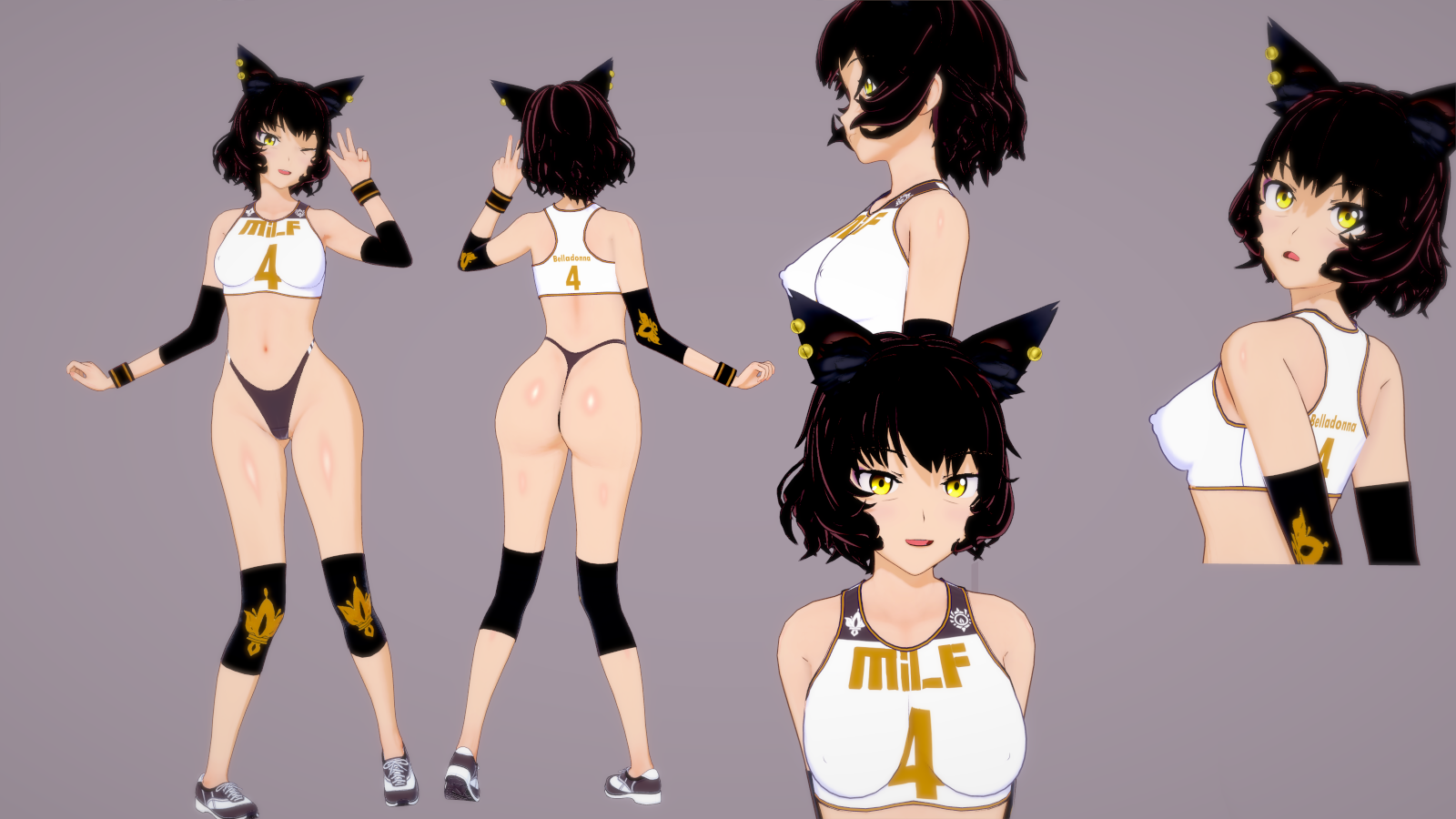 1girls, 3d, ass, extremesoda, female, gym uniform, kali belladonna, koikatsu, milf, rwby, source request