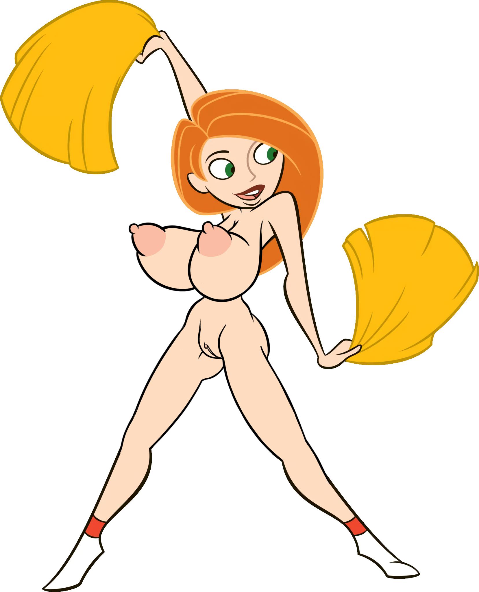 1girls, alternate breast size, arm up, breasts, disney, edit, erect nipples, female, female only, huge areolae, huge nipples, kim possible, kimberly ann possible, long breasts, monkeyman (artist), nipples, nude, orange hair, pointy breasts, pointy nipples, pom poms, puffy nipples, pussy, sagging breasts, screenshot, screenshot edit, shoes, solo, white background