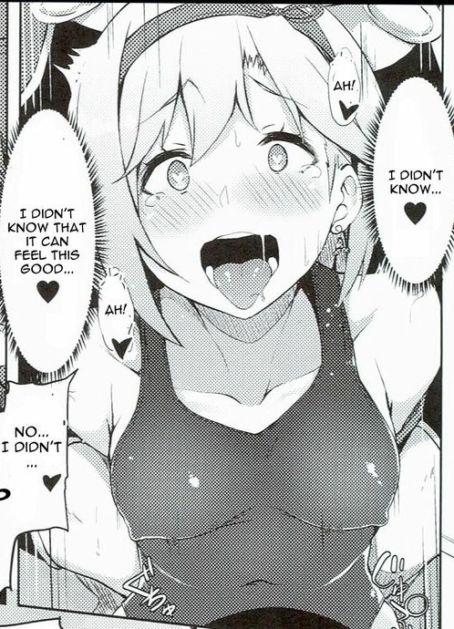 ahe gao, black boots, black gloves, black legwear, blonde hair, blush, bodysuit, breasts, collarbone, djeeta (granblue fantasy), doujin, drooling, earrings, erect nipples, erect nipples under clothes, female, granblue fantasy, hair ribbon, hairband, heart-shaped pupils, leotard, nanahara fuyuki, nipples, no bra, open mouth, short hair, skin tight, speech bubble, tongue