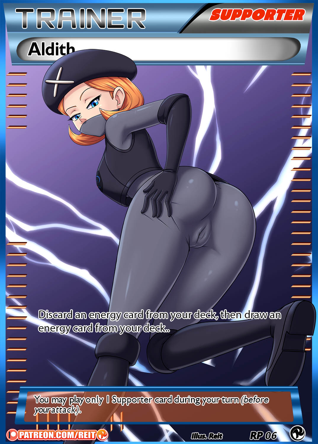 1girls aldith_(pokemon) ass ass_grab ass_visible_through_thighs background bent_over big_ass blue_eyes breasts cameltoe card card_(medium) clothed eye_contact female female_only female_team_plasma_grunt female_team_plasma_grunt_(pokemon_bw2) gloves half-closed_eyes hat human latex looking_at_viewer looking_back mask nintendo orange_hair patreon pokemon pokemon_bw pokemon_bw2 pokemon_card pokemon_trading_card_game pose reit short_hair skin_tight team_plasma team_plasma_grunt team_plasma_grunt_(female) team_plasma_grunt_(pokemon_bw2) text thick_thighs tight_clothing trading_card url watermark wide_hips