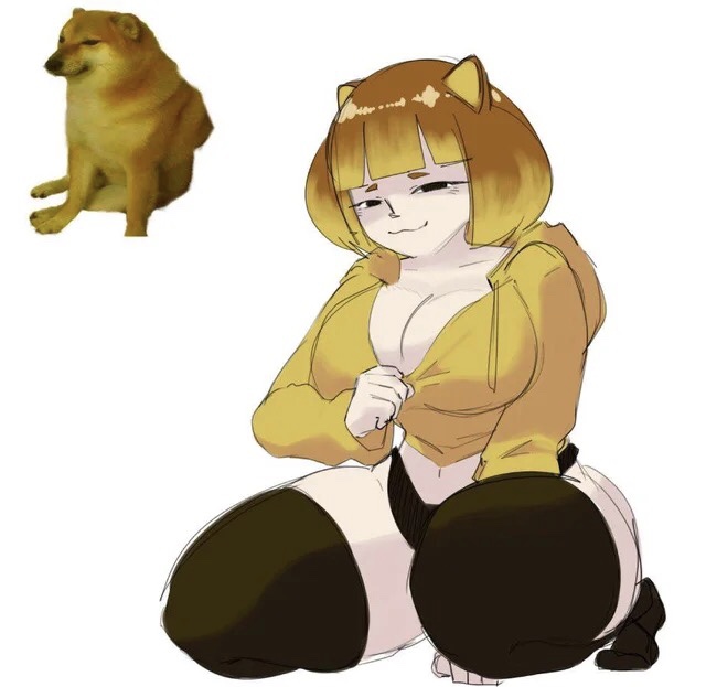 alternate_species canine cheems dog dog_ears humanized meme nezulet panties stockings tagme thick_thighs