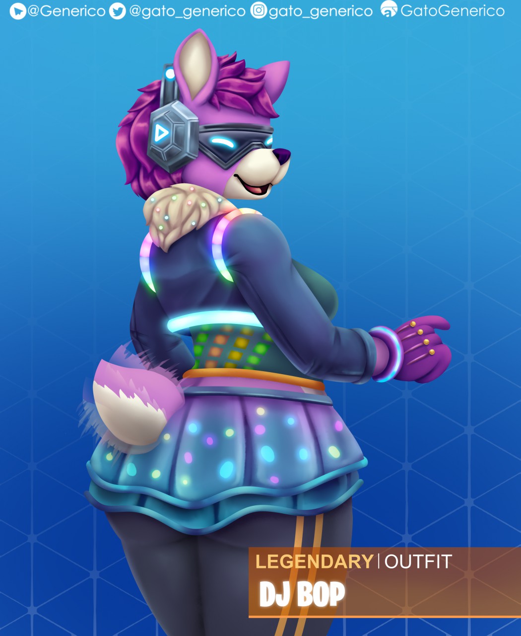 1girls, anthro, ass, clothing, dj bop, female, fortnite, gatogenerico, llama, mammal, smile, tagme, tail wagging, video games