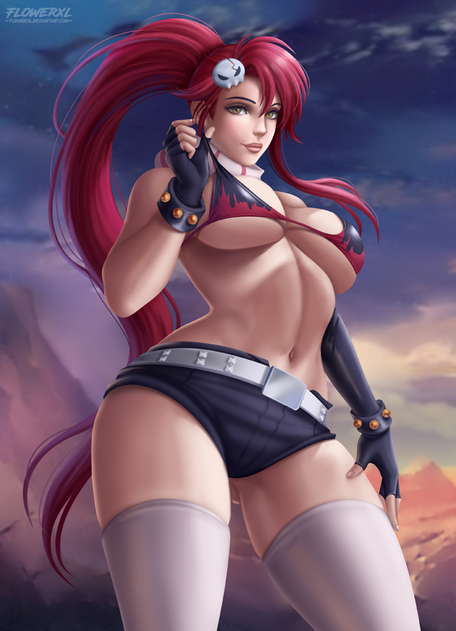 1girls, big breasts, breasts, cleavage, female, female only, flowerxl, large breasts, solo, tengen toppa gurren lagann, thighhighs, yoko littner