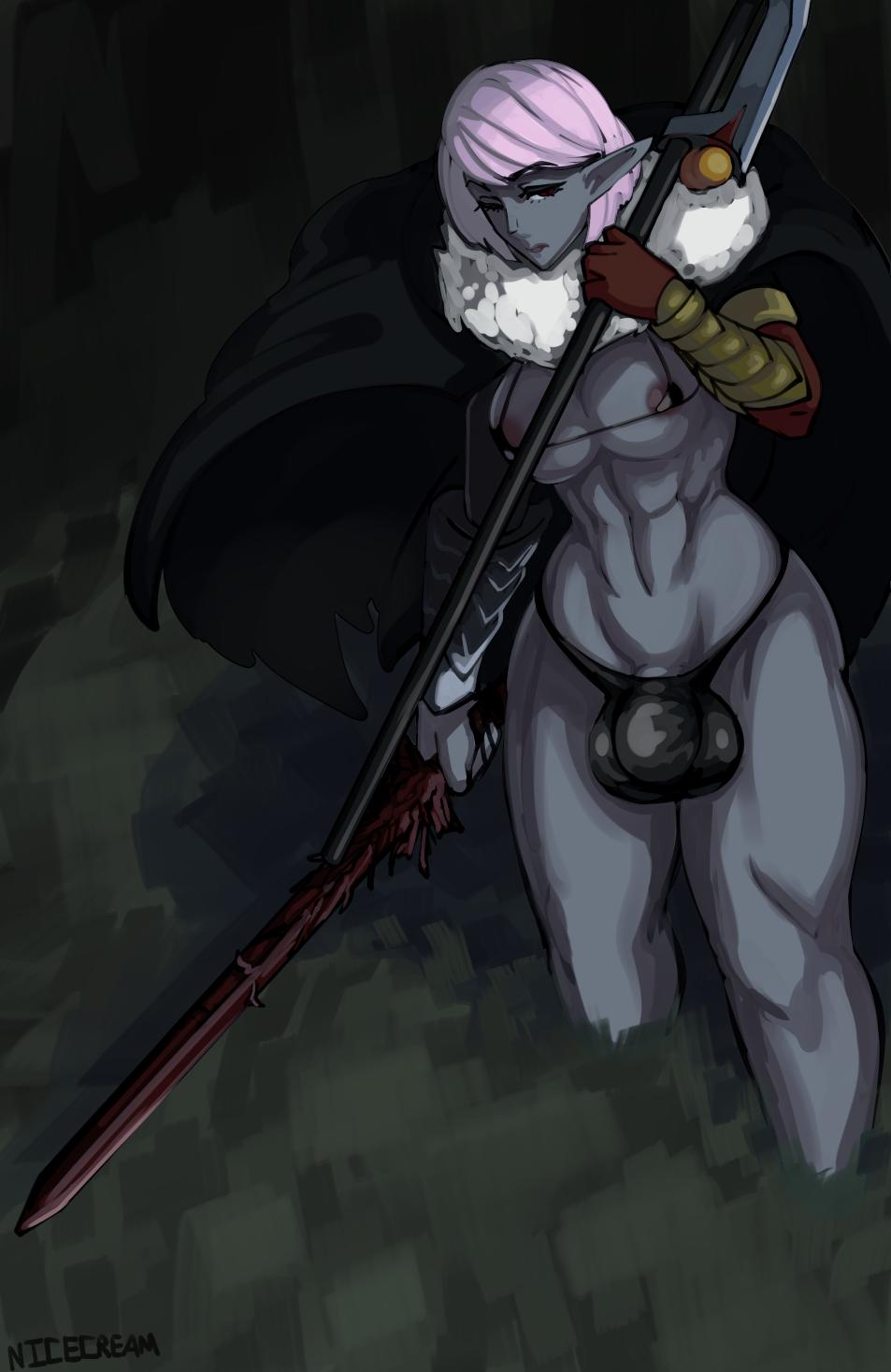 1futa, abs, areolae, breasts, bulge, dickgirl, futa only, futanari, intersex, muscles, muscular, muscular futa, nicecream, nipples, panties, solo, solo futa