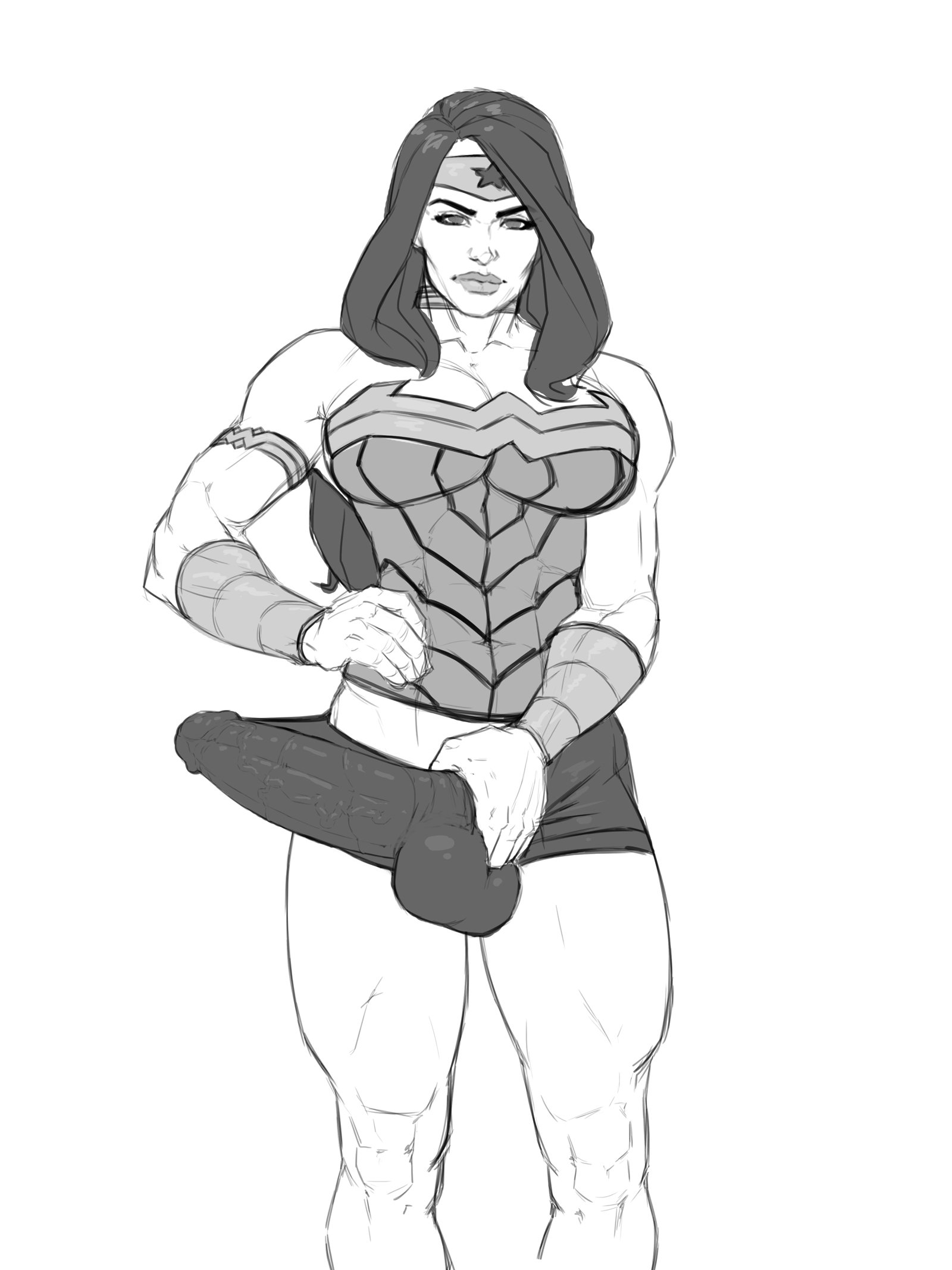 1futa, balls, balls bulge, balls in panties, balls under clothes, breasts, bulge, cameltail, cleavage, dc, dc comics, diana prince, erection, erection in panties, erection under clothes, futa only, futanari, huge breasts, huge cock, intersex, looking at viewer, muscular, muscular futa, nacnac, panties, panty bulge, penis, penis bulge, penis in panties, penis under clothes, solo, solo futa, tenting, testicles, wide hips, wonder woman, wonder woman (series)