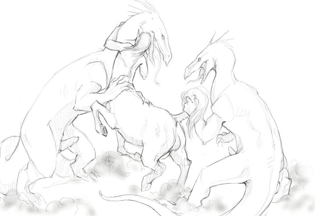 4_fingers balls centaur dragon equid equid_taur erection feral feral_on_taur fingers group group_sex hair hooves humanoid_pointy_ears imminent_sex larger_feral long_hair male_only mammal mammal_taur monochrome open_mouth penis questionable_consent rimestar scalie sex size_difference sketch smaller_taur tail_grab taur threesome tongue tongue_out wingless_dragon zoophilia