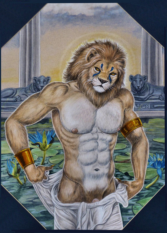 abs anthro deity egyptian_mythology felid lion male male_only mammal middle_eastern_mythology mythology navel nefertem nipples pantherine penis solo tristanalexander