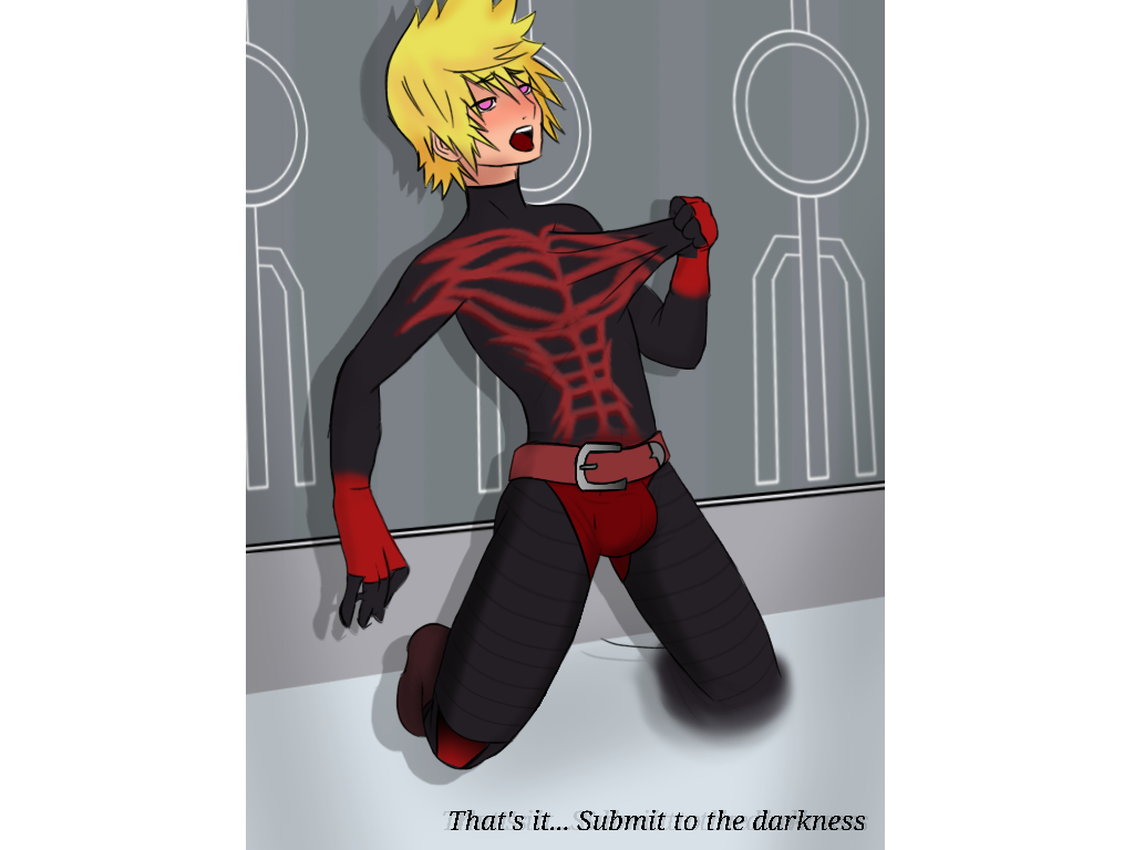 bodysuit bulge darkness disney kingdom_hearts kingdom_hearts_birth_by_sleep kingdom_hearts_iii latex latex_suit male male_focus male_only mind_control pink_eyes solo_male square_enix suit text ventus