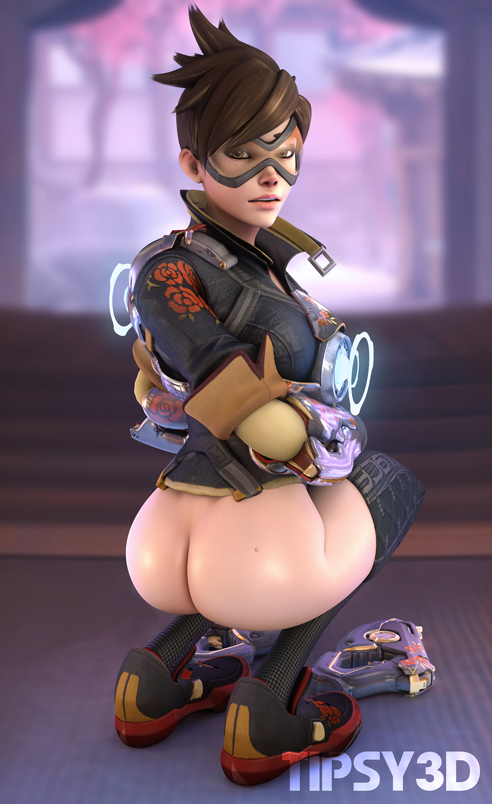 3d ass bottomless butt_crack overwatch rose_tracer solo tipsy3d tracer