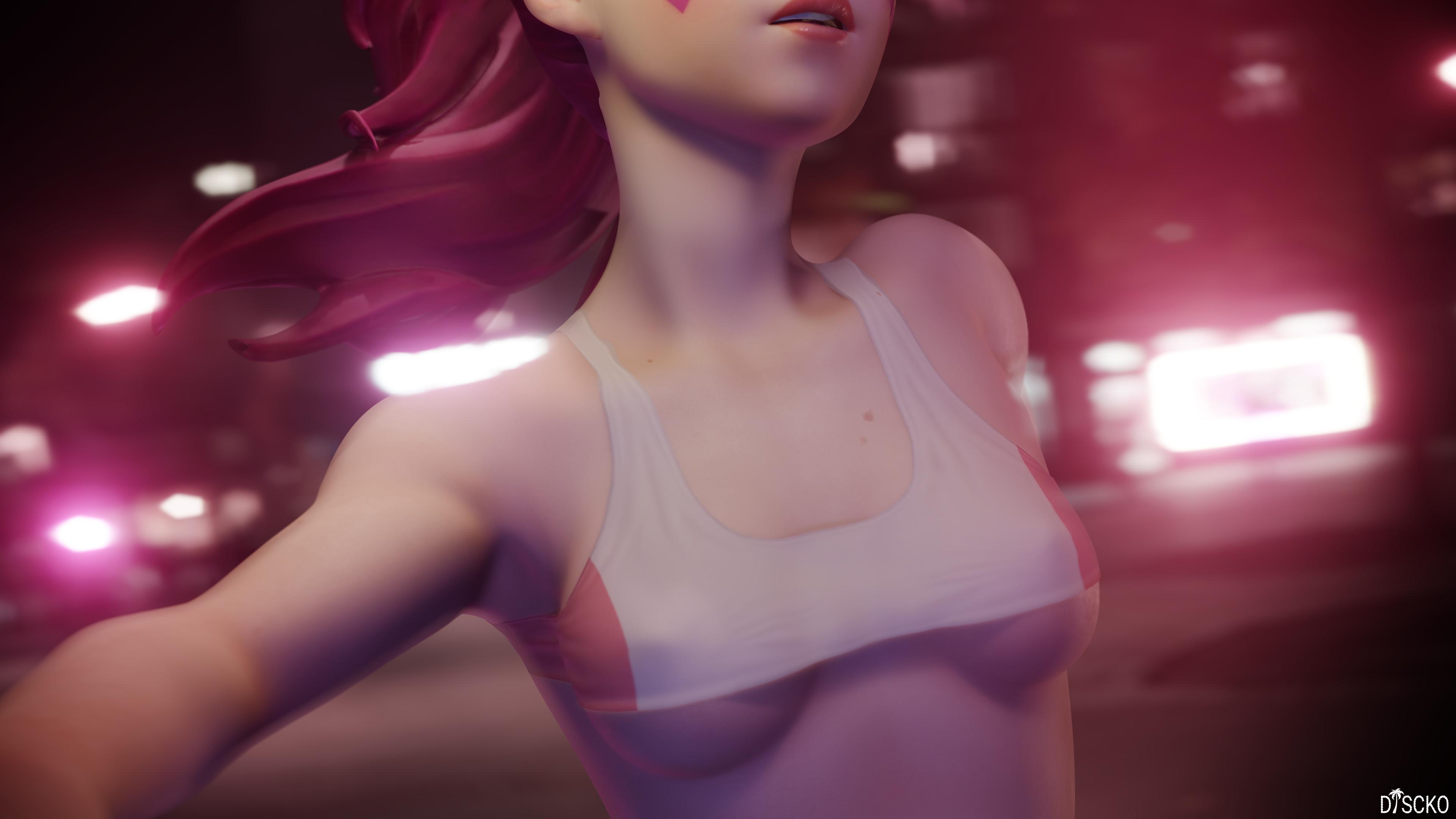 1girls, 3d, absurdres, blender, breasts, cleavage, d.va, discko, female, female only, highres, overwatch, overwatch 2, solo, underboob
