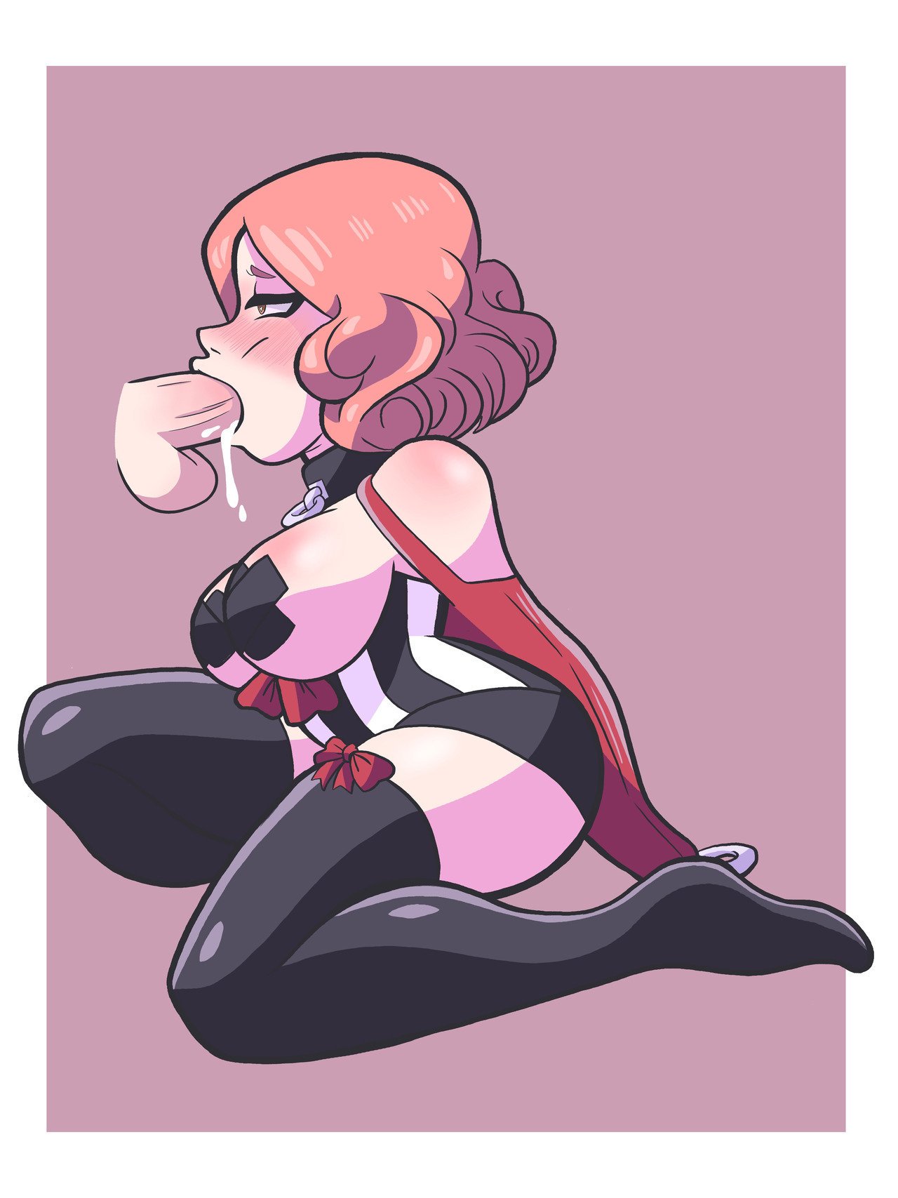 1girls, bearbuckscoffee, black pasties, blowjob, blush, bondage, covered nipples, cum, cum in mouth, deepthroat, fellatio, female, fluffy hair, haru okumura, male, pasties, penis, persona, persona 5, persona 5: dancing star night, short hair, stockings, x pasties