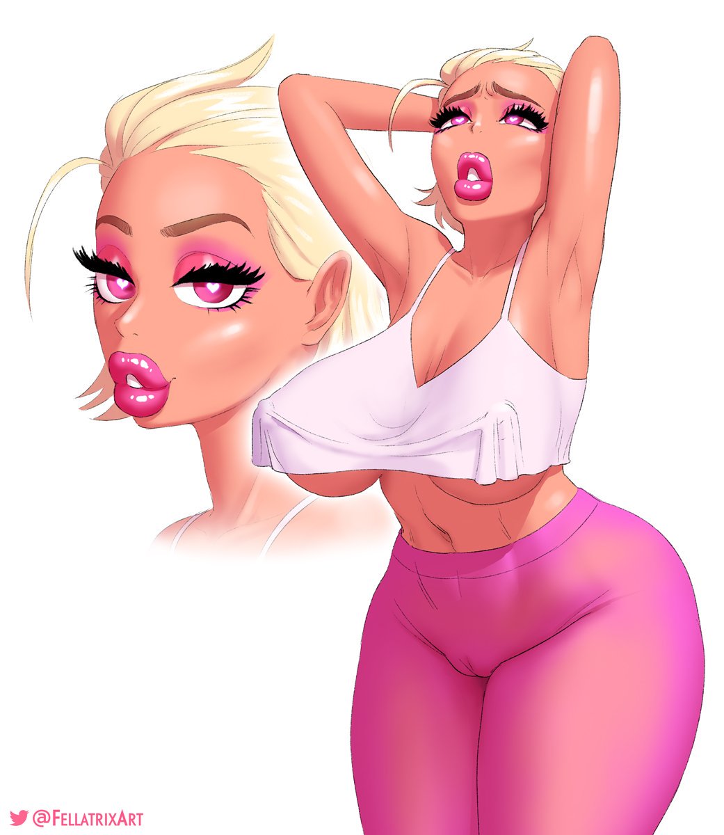 :>=, 1girls, big breasts, big lips, bimbo, bimbofication, blonde hair, breast expansion, breast growth, breast growth (enlargement), breasts, brittany (fellatrix), cameltoe, cleavage, crop top, eyelashes, eyeshadow, fellatrix, female, heart-shaped pupils, huge breasts, hypnosis, hypnotized, imminent rape, in love, lipstick, looking at viewer, makeup, mind control, moaning, naughty face, nipple bulge, original, pink eyes, presenting, pussy, seductive, seductive smile, smile, thick lips, thick thighs, transformation, underboob, voluptuous, yoga pants