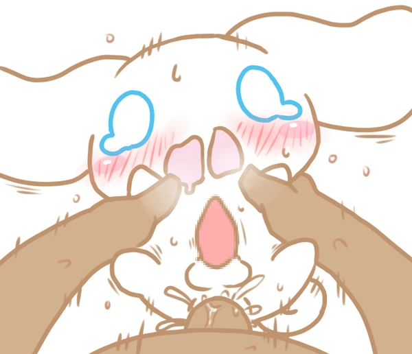 anal anthro censored cinnamon_(cinnamoroll) cinnamoroll cinnamoroll_(series) feral_on_human forced human_on_feral namoke sanrio smooth_skin surprised tagme yaoi