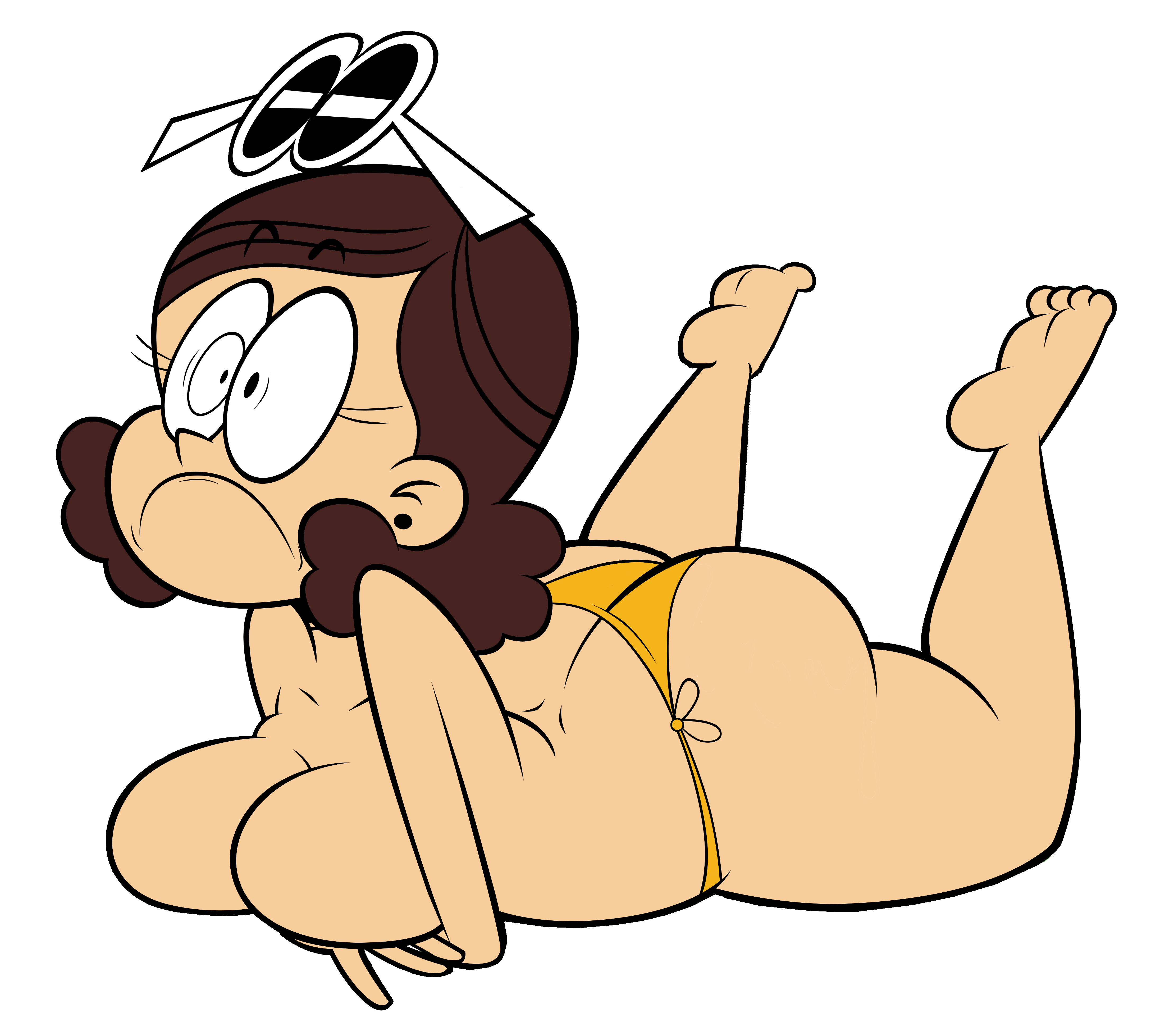 1girls, ass, ass cleavage, ass crack, ass up, barefoot, big ass, big breasts, big butt, breasts, brown hair, butt crack, earrings, feet, female, female only, huge breasts, large breasts, larger male, light skin, lying, male, scobionicle99, straight hair, surprised, the loud house, thicc qt, thick, thick thighs