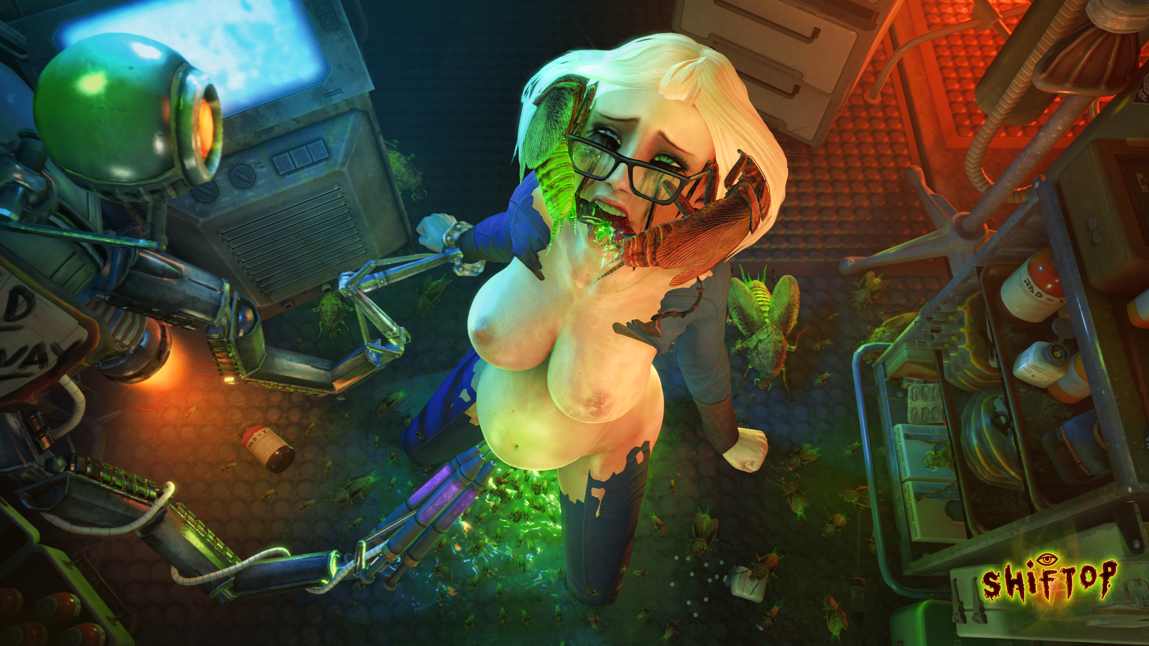 10+insects, 1girls, 2boys, 3d, alternate hair color, ambiguous gender, areolae, ass, big belly, big breasts, bimbo, bimbofication, bioluminescence, bioshock, bioshock infinite, blonde hair, blue eyes, bodysuit, breasts, broken rape victim, clothed, clothed female, clothed female nude male, clothes, clothing, cockroach, crossover, cum, cum in mouth, cum inside, egg, egg implantation, egg laying, elizabeth comstock, fallout, fallout 4, fellatio, female, feral, glasses, glowing, half-closed eyes, huge belly, insect, insectophilia, insects, interspecies, jumpsuit, kneeling, larger female, looking up, machine, male, monitor, monster, nipples, nude, oral, oviposition, penetration, penis, pregnant, punishment, pussy, radiation, radroach, rape, ready to pop, restrained, runny makeup, sex, shiftop, size difference, smaller male, source filmmaker, spread legs, straight, text, torn clothes, transformation, vault suit, watermark, wide hips, zoophilia